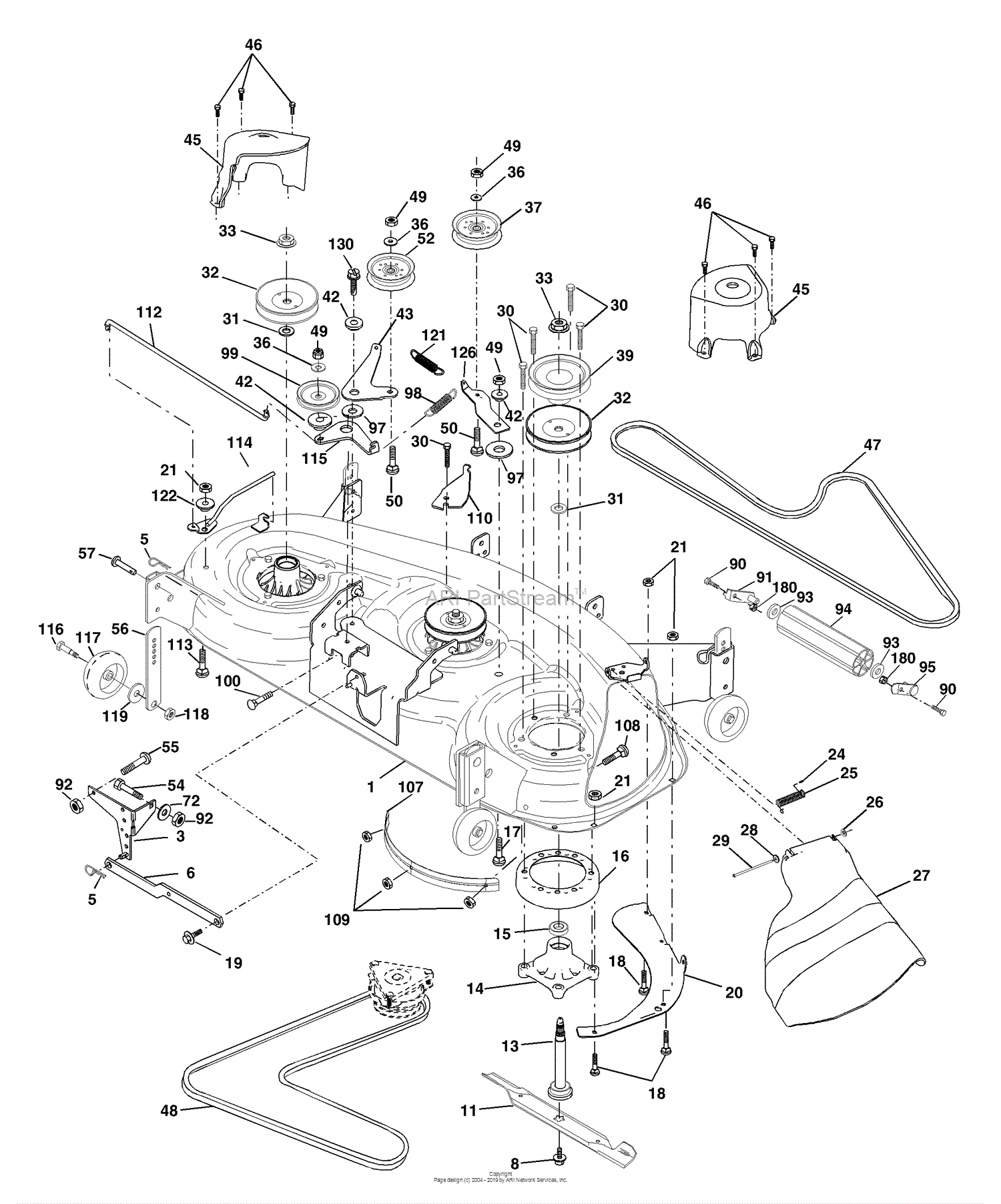 Husqvarna Yth 1848 Xpb (954567260) (2001-05) Parts Diagram For Mower Deck