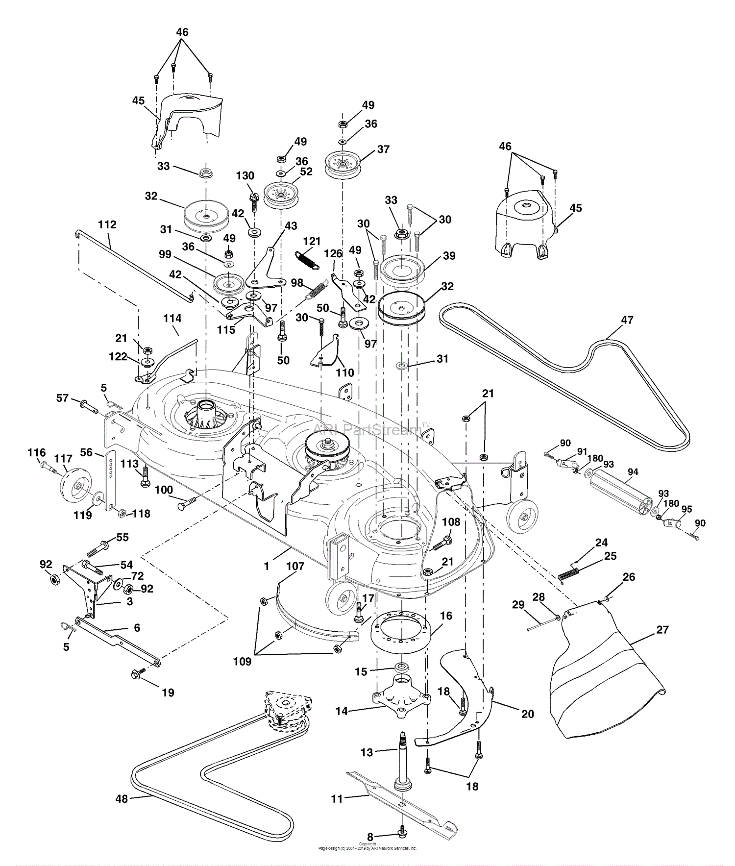 Husqvarna YTH 1848 XPC (954567260) (2001-10) Parts Diagram for Mower Deck