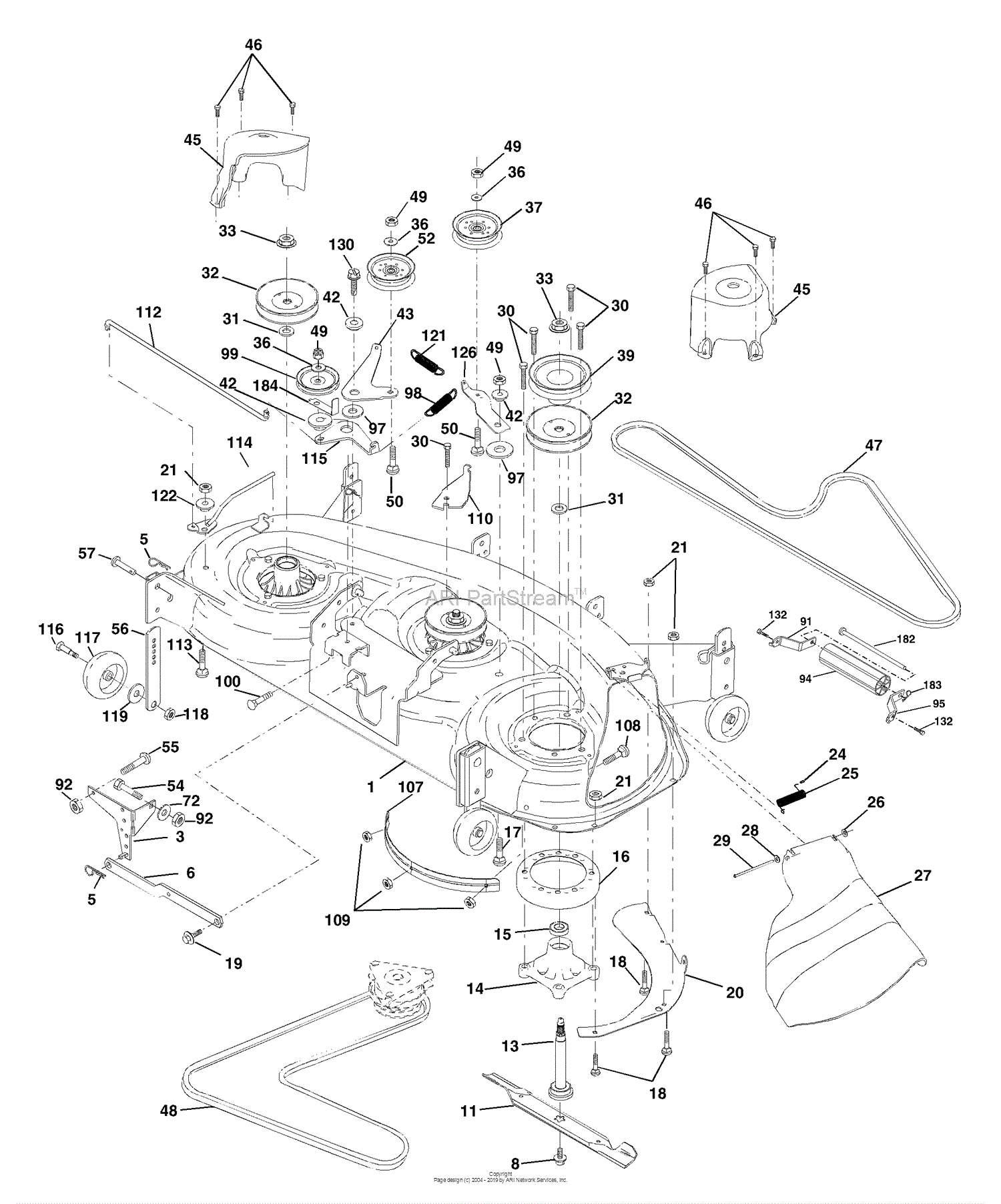 Husqvarna YTH 1848 XPD (954567260) (2001-12) Parts Diagram for Mower Deck