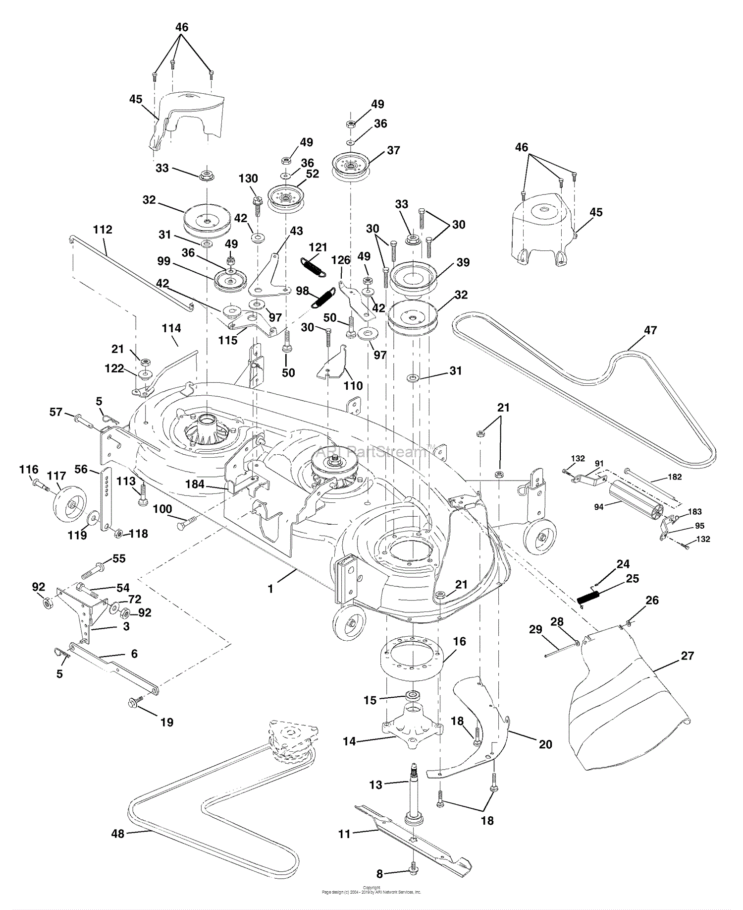 Husqvarna YTH 1848 XPE (954567260) (2002-02) Parts Diagram for Mower Deck