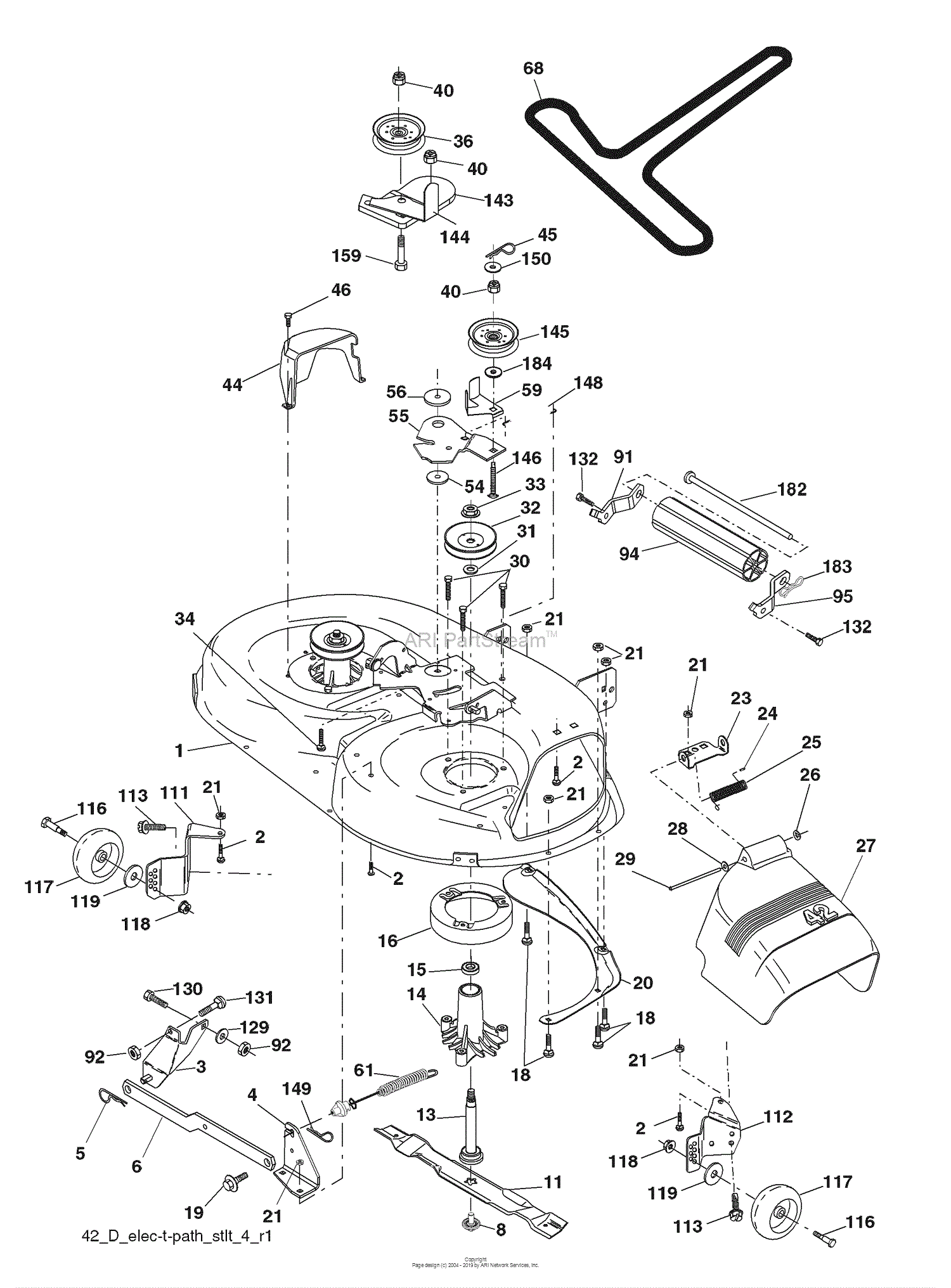 Husqvarna YTH 18542 (96013000202) (2008-02) Parts Diagram for Mower Deck