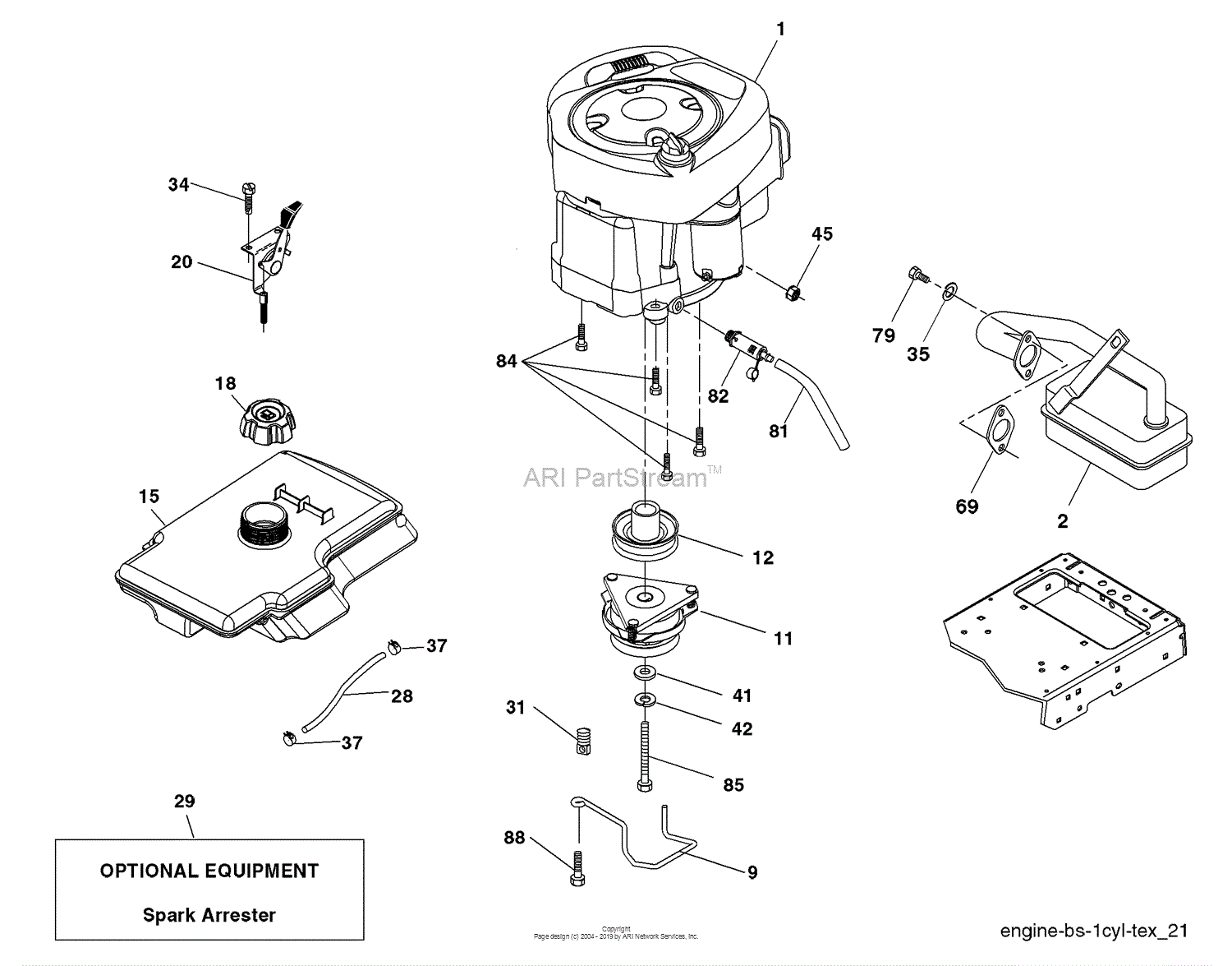 Husqvarna YTH 20 B 42 T (96043002000) (2006-01) Parts Diagram for Engine