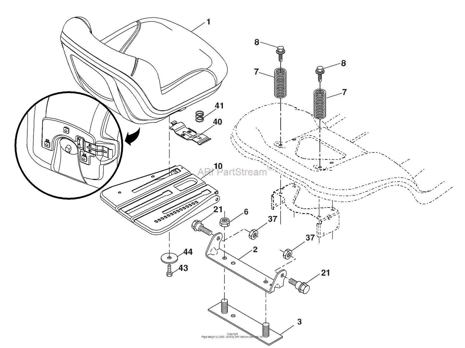 Husqvarna Yth 20 K 46 96043003300 2006 11 Parts Diagram For Seat