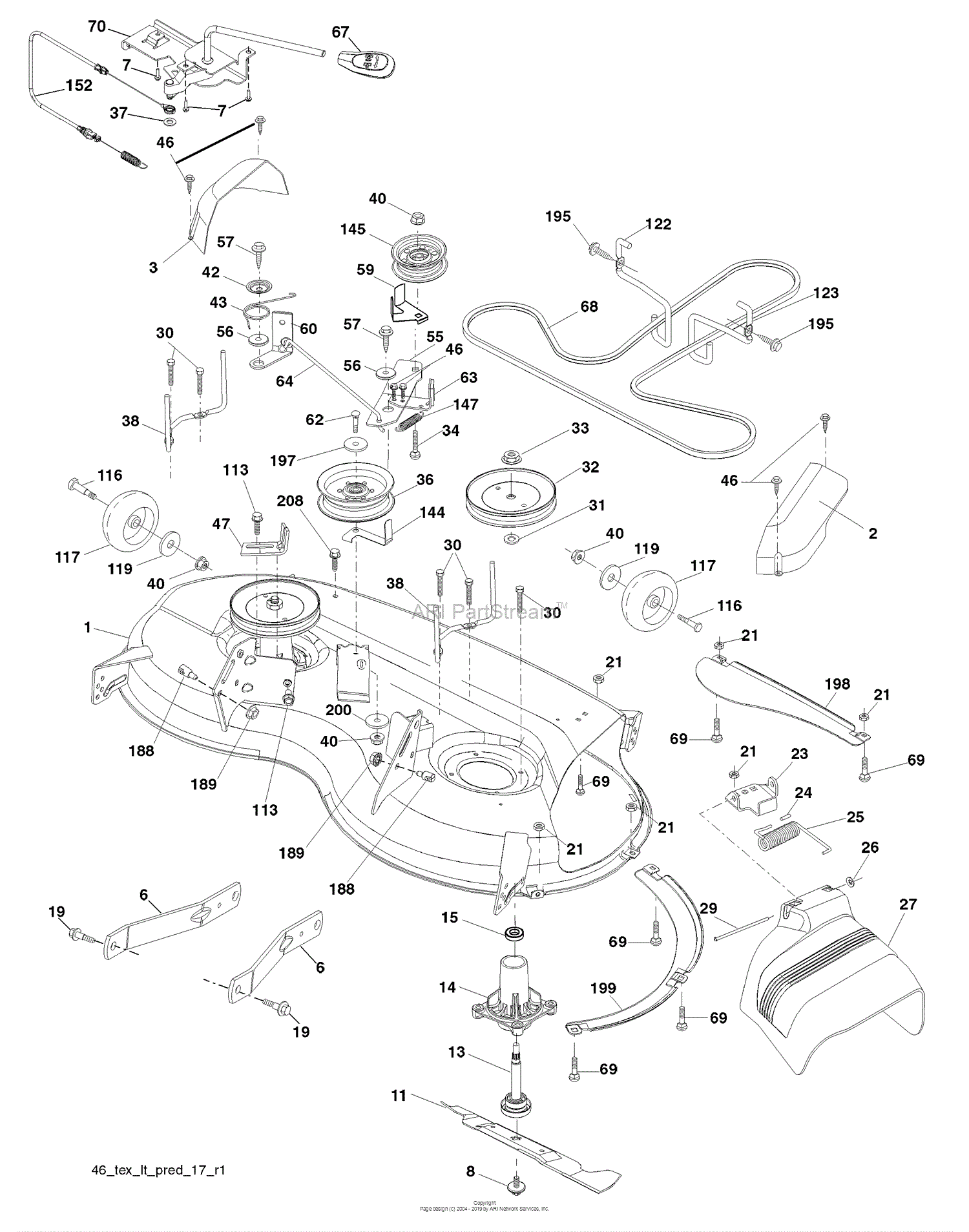 Husqvarna Yth 20 K 46 96043003301 2008 01 Parts Diagram For Mower Deck