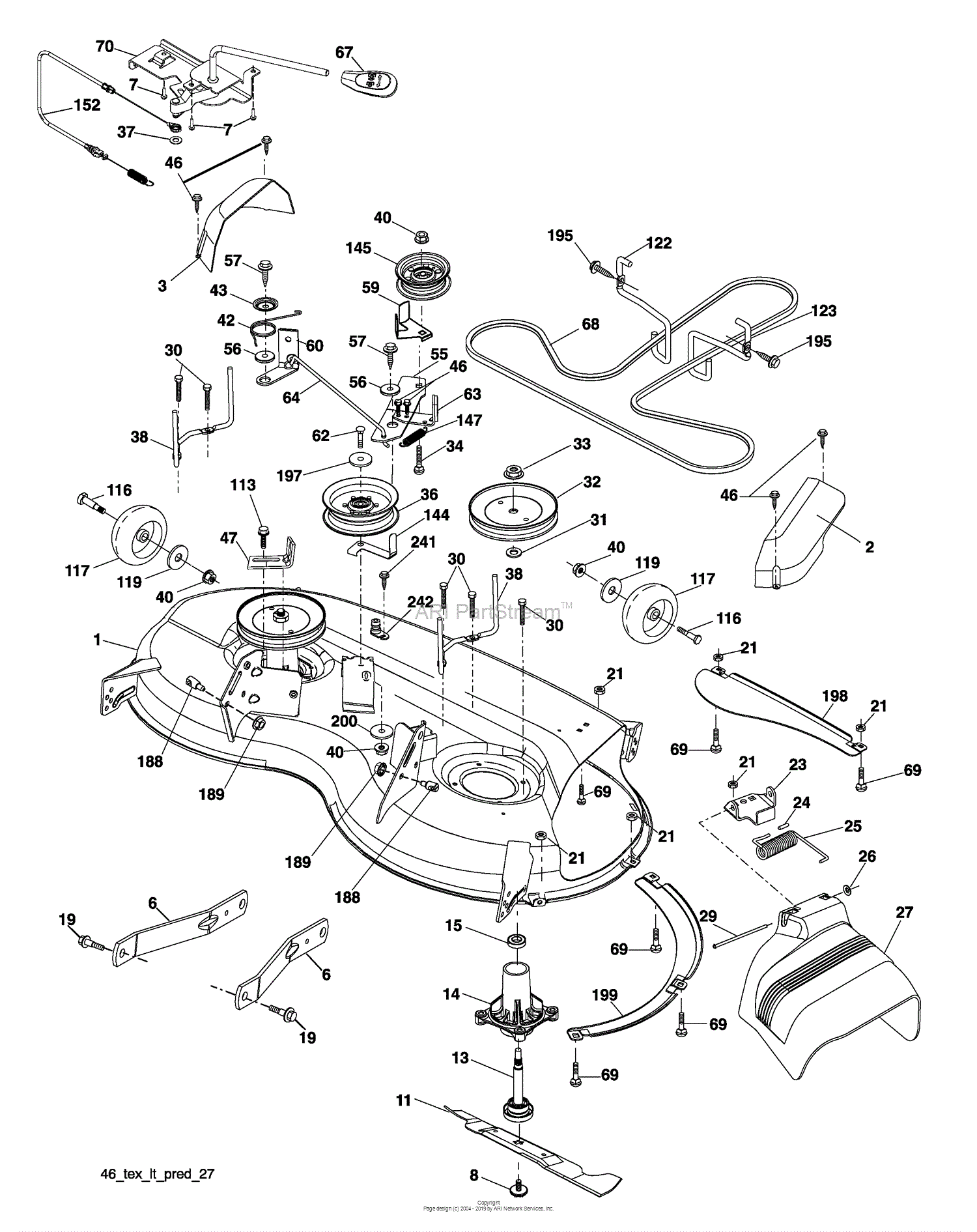 Husqvarna YTH 20 K 46 (96043003302) (2008-09) Parts Diagram for Mower Deck