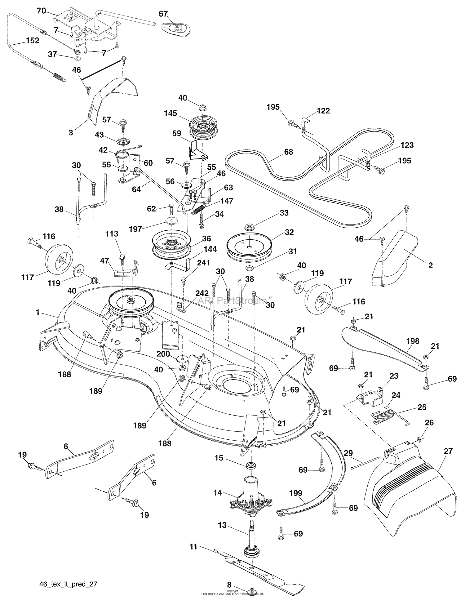 Husqvarna YTH 20 K 46 (96043003304) (2009-05) Parts Diagram for Mower Deck