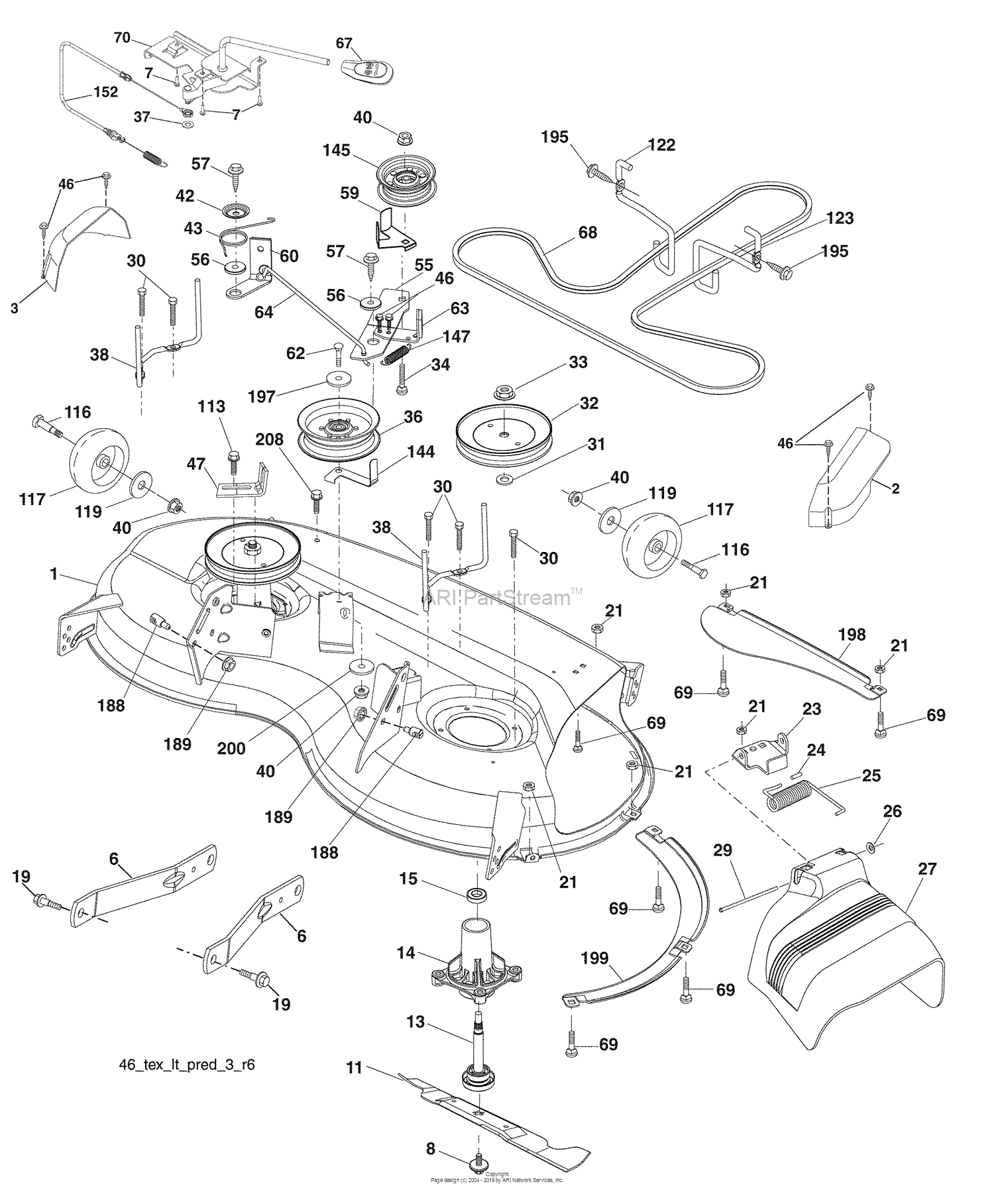 Husqvarna YTH 20 K 46 (9604500040) (2008-07) Parts Diagram for Mower Deck