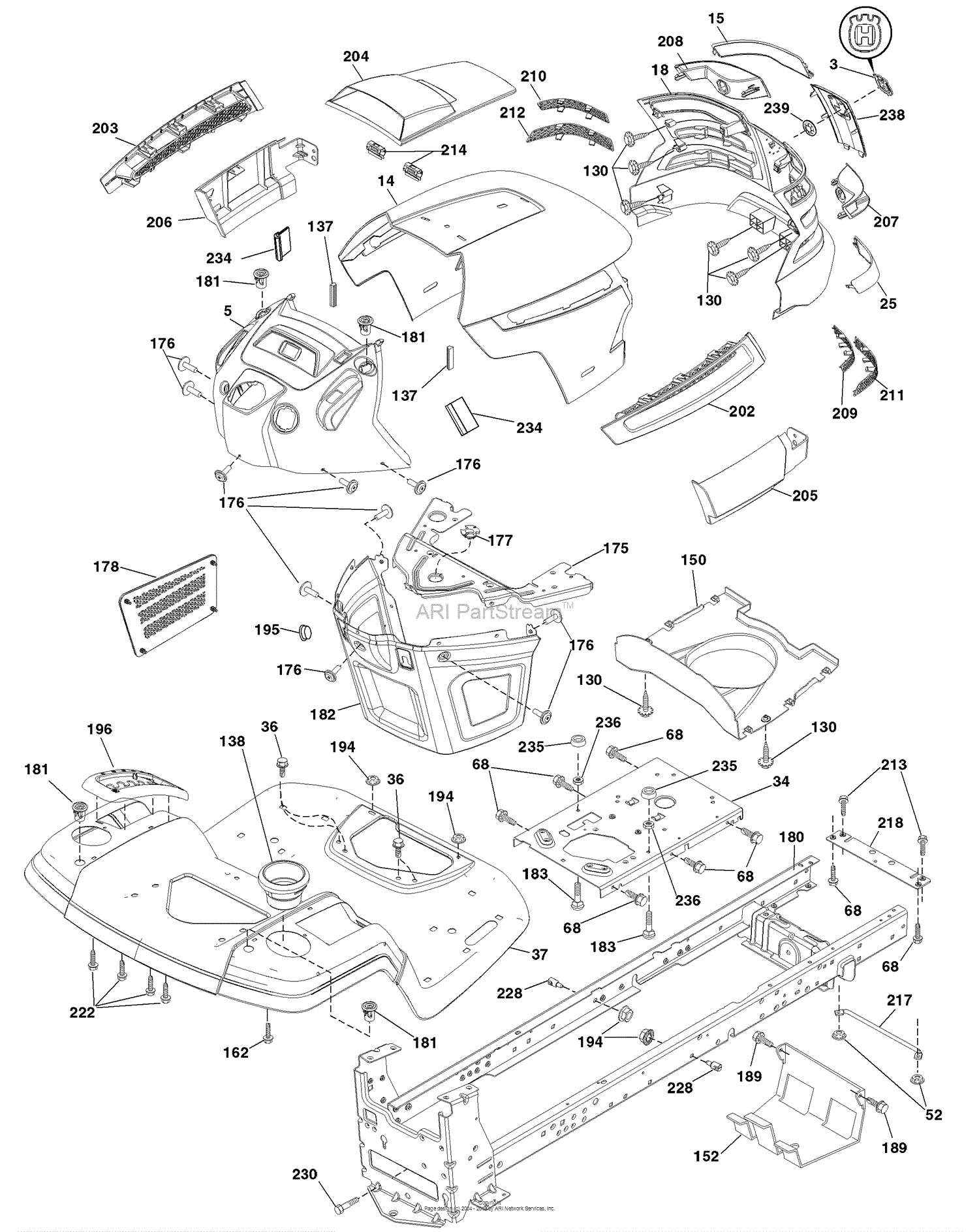 Husqvarna YTH 20 K 46 (96045000404) (2007-10) Parts Diagram for Chassis