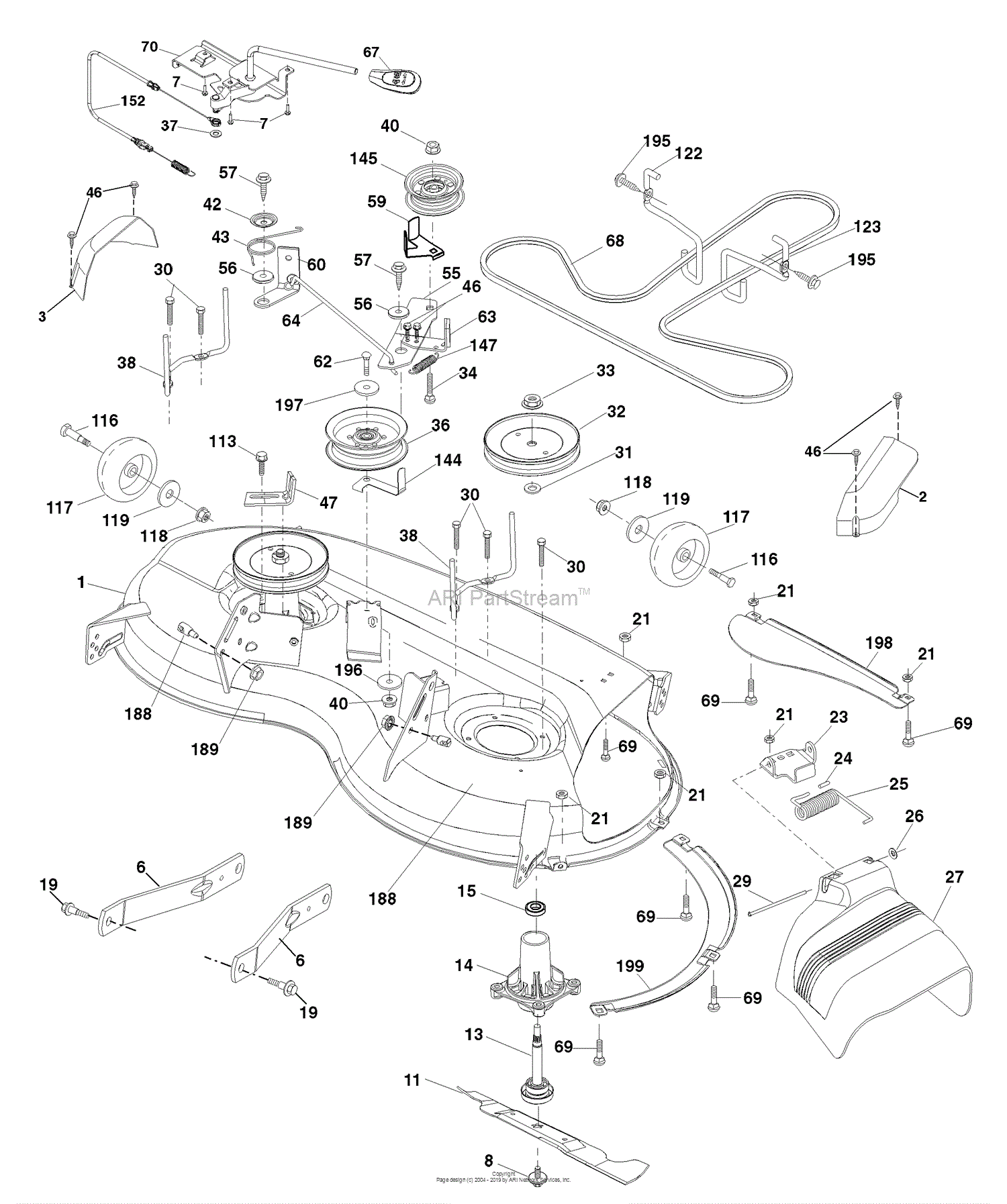 Husqvarna YTH 20 K 46 (96045000404) (2007-10) Parts Diagram for Mower Deck