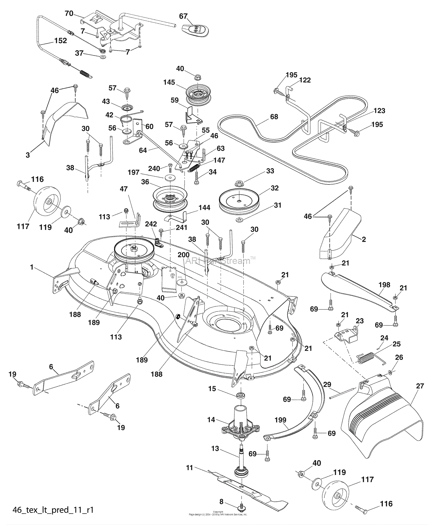 Husqvarna YTH 20 K 46 (96045001800) (2009-05) Parts Diagram for Mower Deck