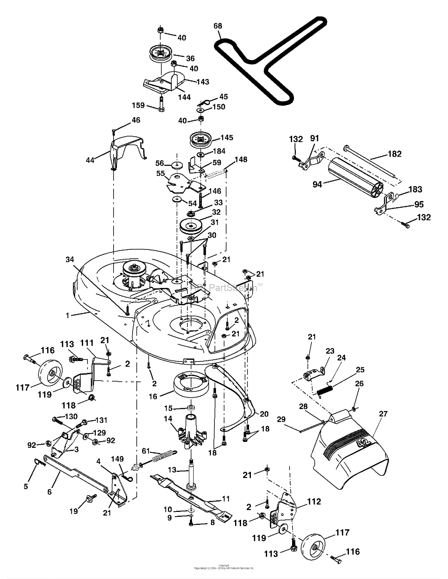 Husqvarna YTH 2042 (96013000600) (2005-10) Parts Diagram for Mower Deck