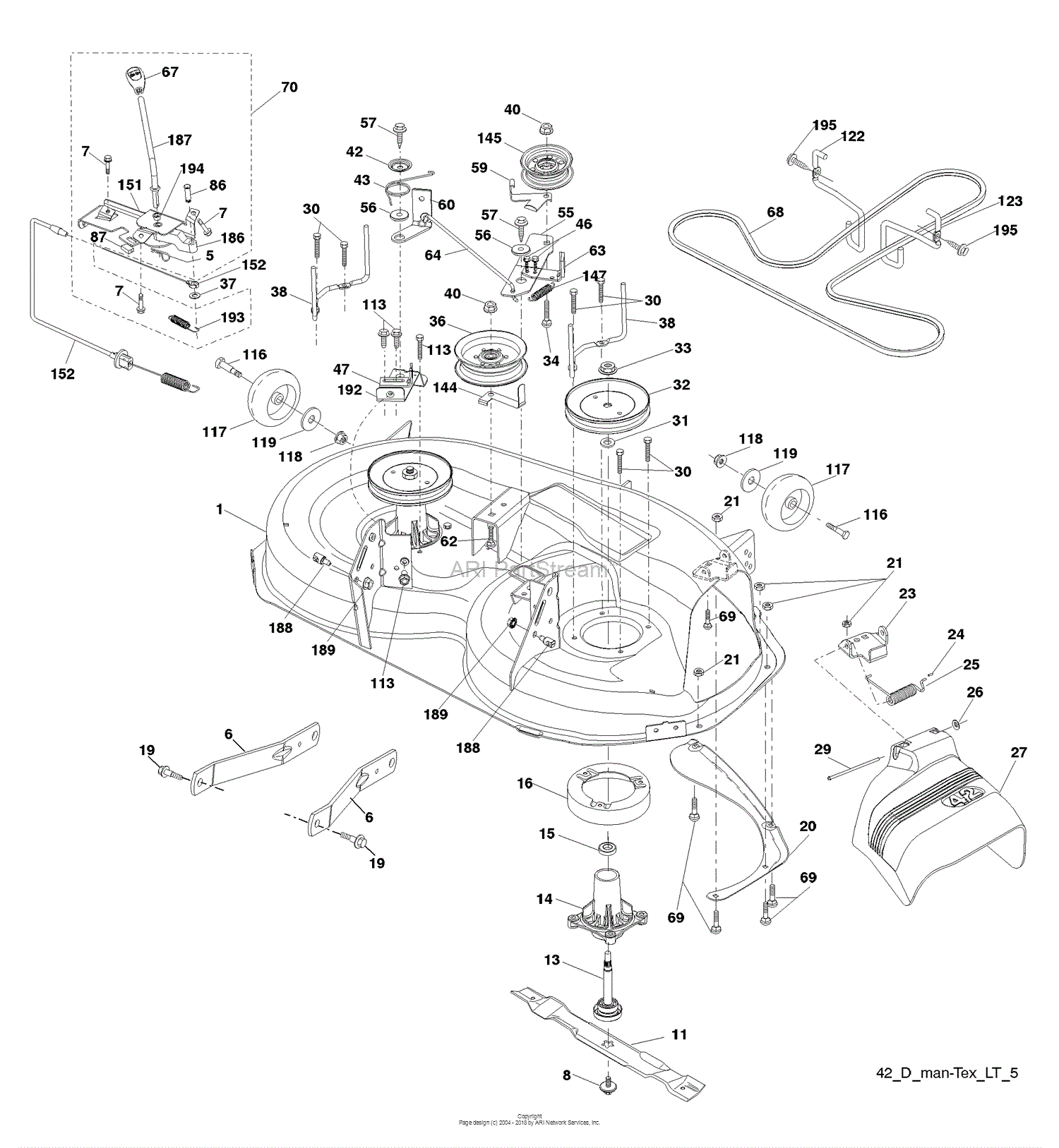 Husqvarna YTH 2042 (96043003200) (2007-02) Parts Diagram for Mower Deck