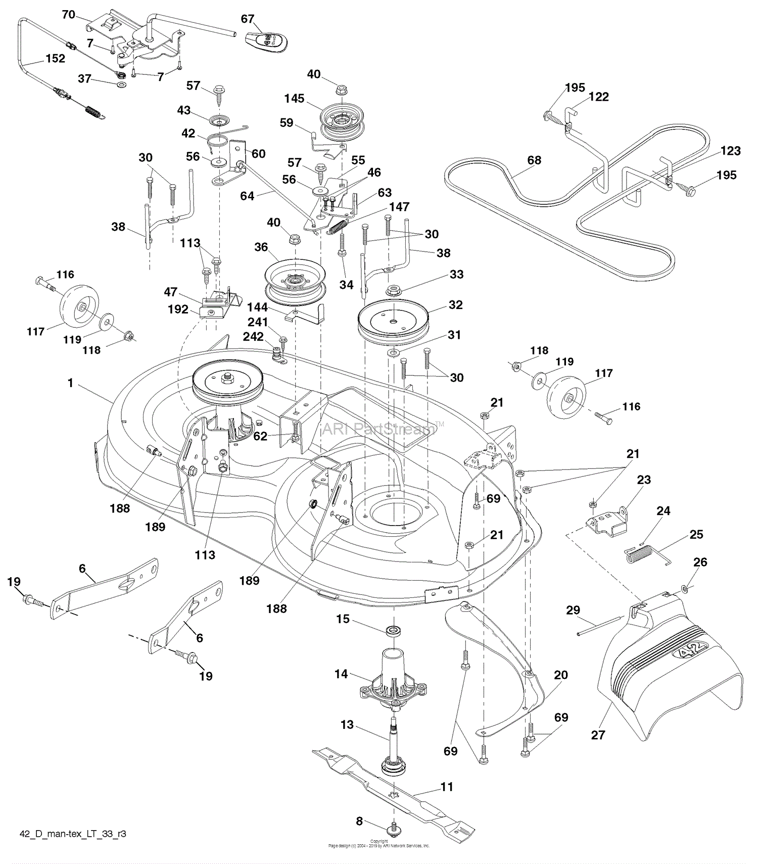 Husqvarna YTH 2042 (96043009200) (2010-02) Parts Diagram for Mower Deck