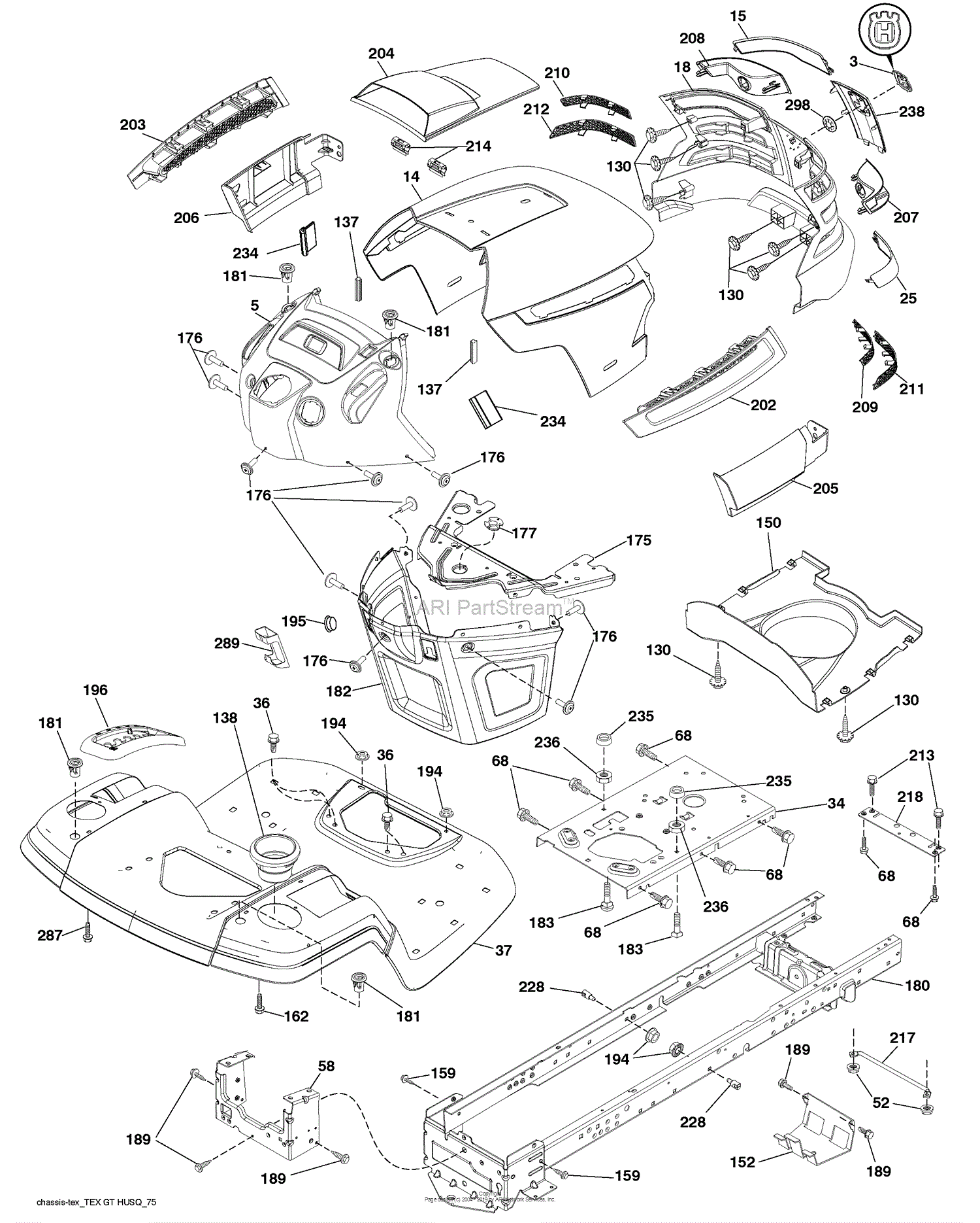 Husqvarna YTH 2042 (96043010600) (2009-12) Parts Diagram for Chassis