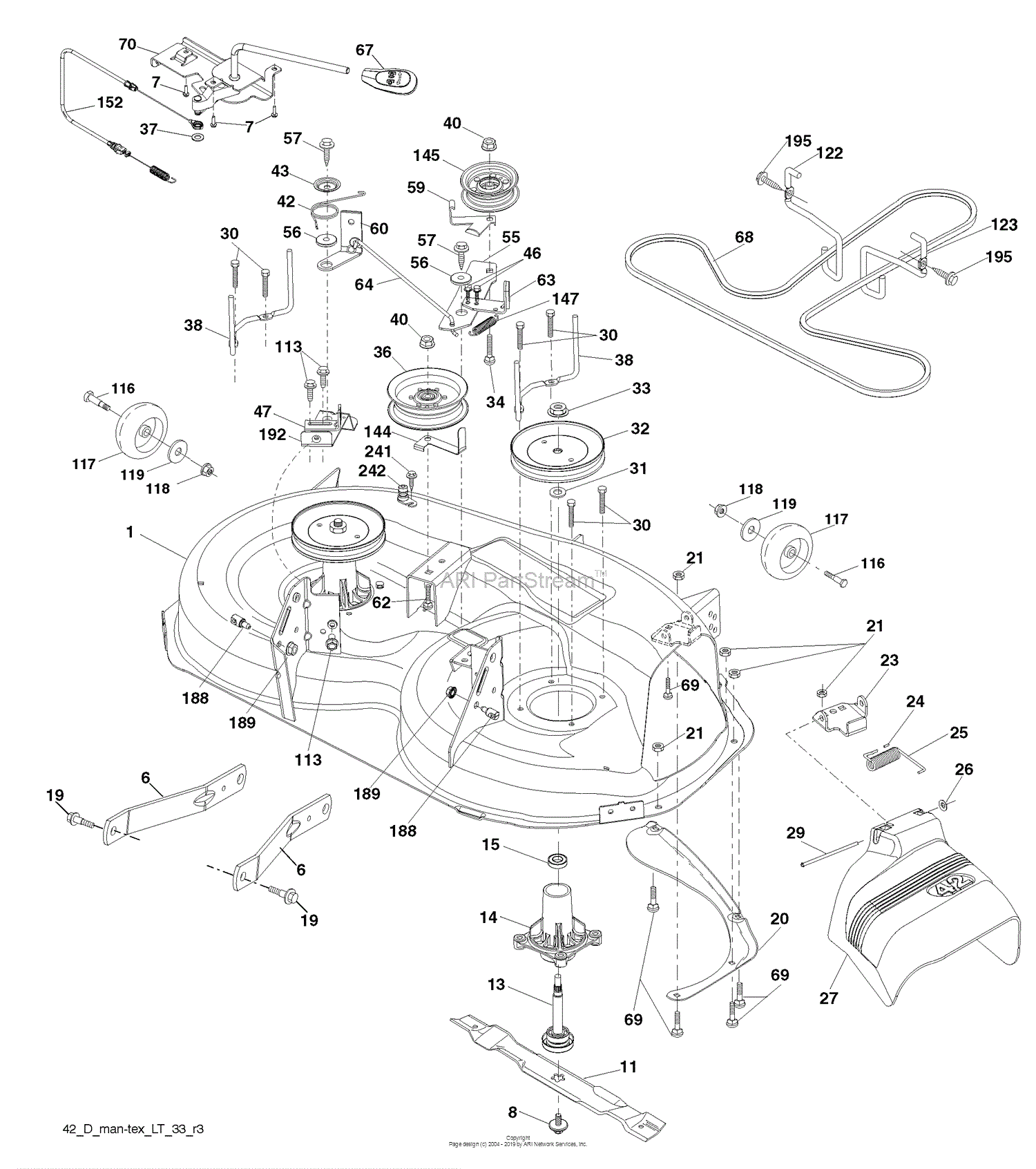 Husqvarna YTH 2042 (96043010600) (2009-12) Parts Diagram for Mower Deck