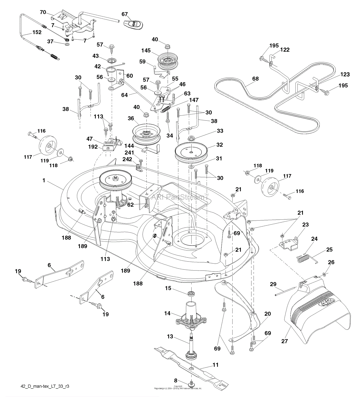 Husqvarna YTH 2042 (96043010602) (2010-03) Parts Diagram for Mower Deck