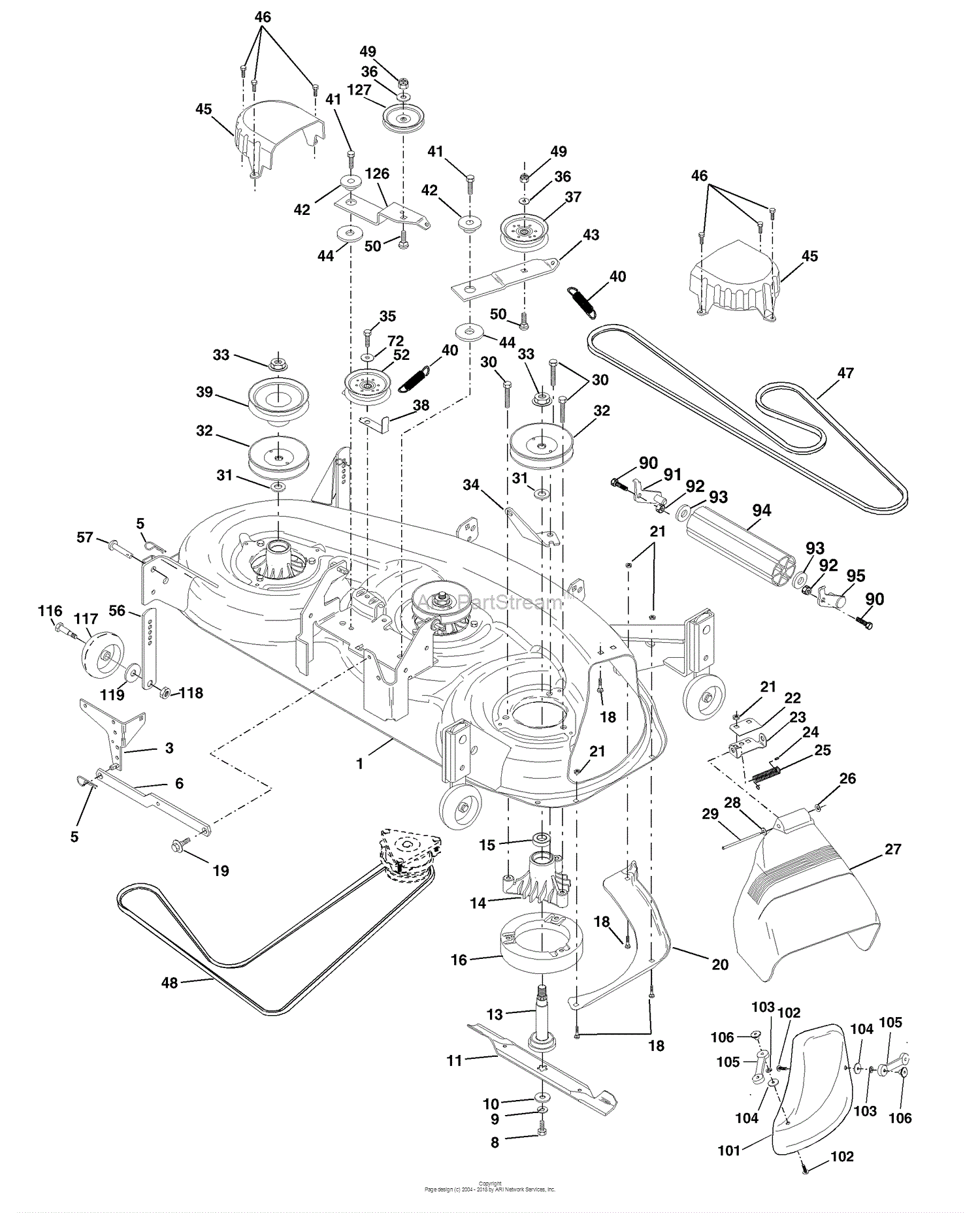 Husqvarna YTH 2046 A (954567079) (2000-11) Parts Diagram for Mower Deck