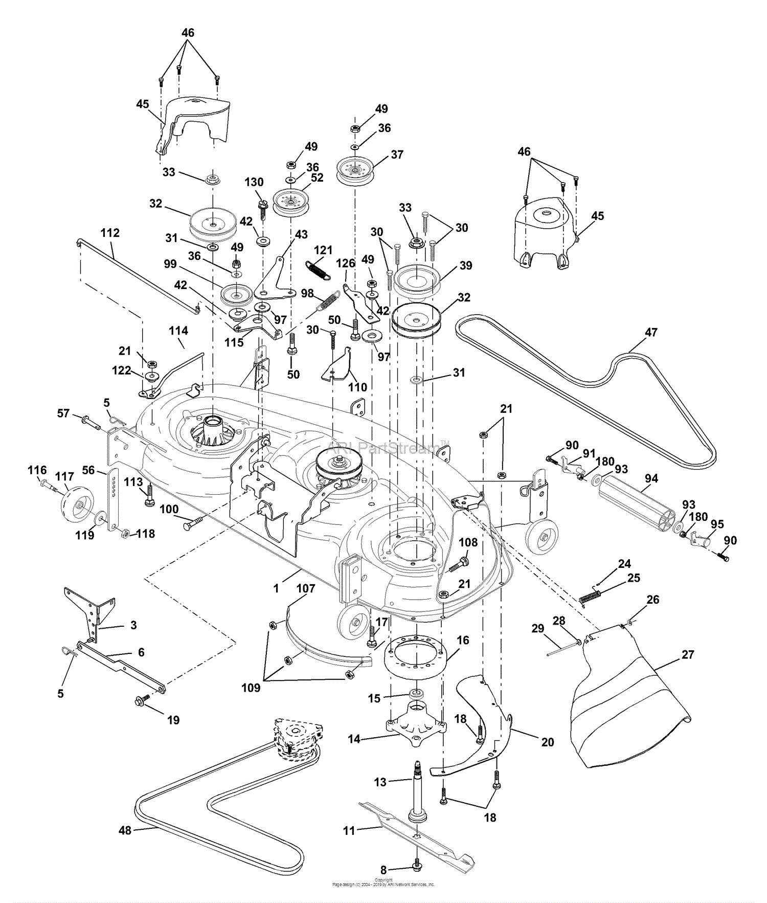 Husqvarna YTH 2048 A (954567086) (2001-02) Parts Diagram for Mower Deck