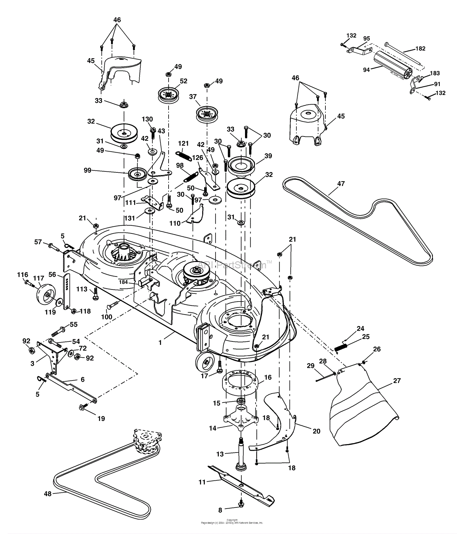 Husqvarna YTH 2148 D (954571960) (2004-04) Parts Diagram for Mower Deck