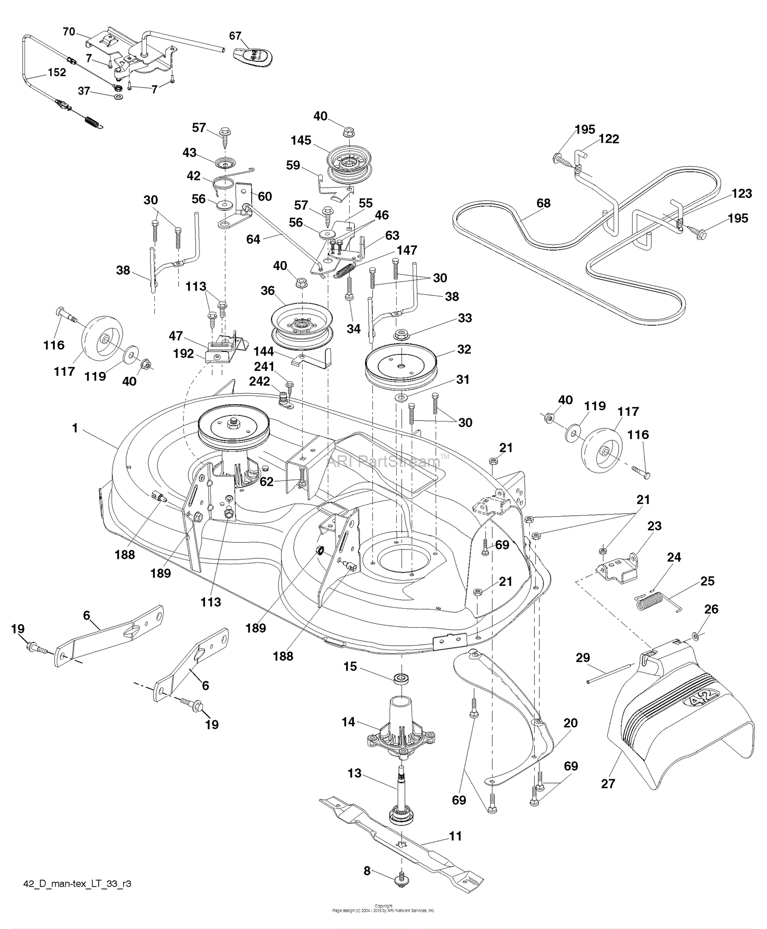 Husqvarna YTH 22 V 42 (917289620) (2010-05) Parts Diagram for Mower Deck