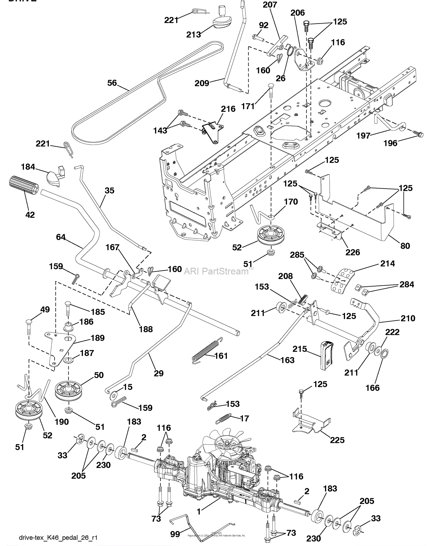 Husqvarna YTH 22 V 46 XLS (96043010301) (2010-02) Parts Diagram for Drive