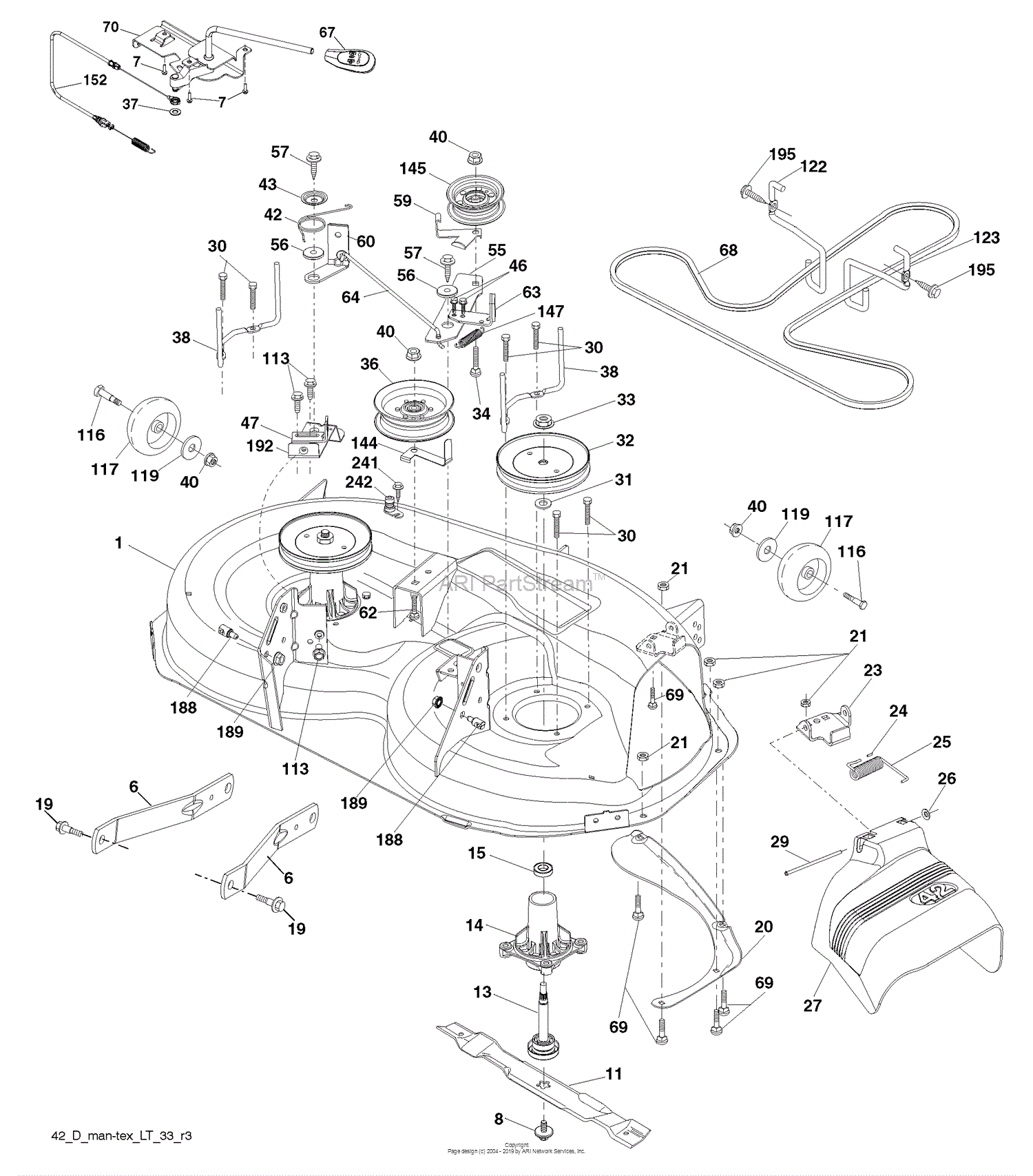 Husqvarna YTH 2242 (96043010000) (2009-10) Parts Diagram for Mower Deck