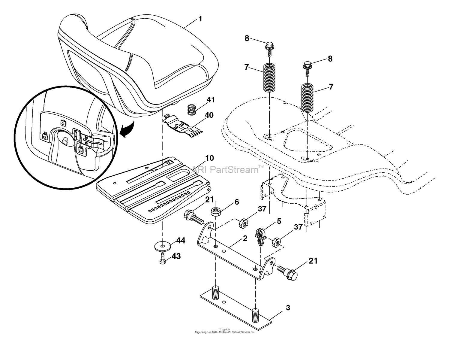 Husqvarna Yth 2242 T 917 279181 2006 05 Parts Diagram For Seat Assembly