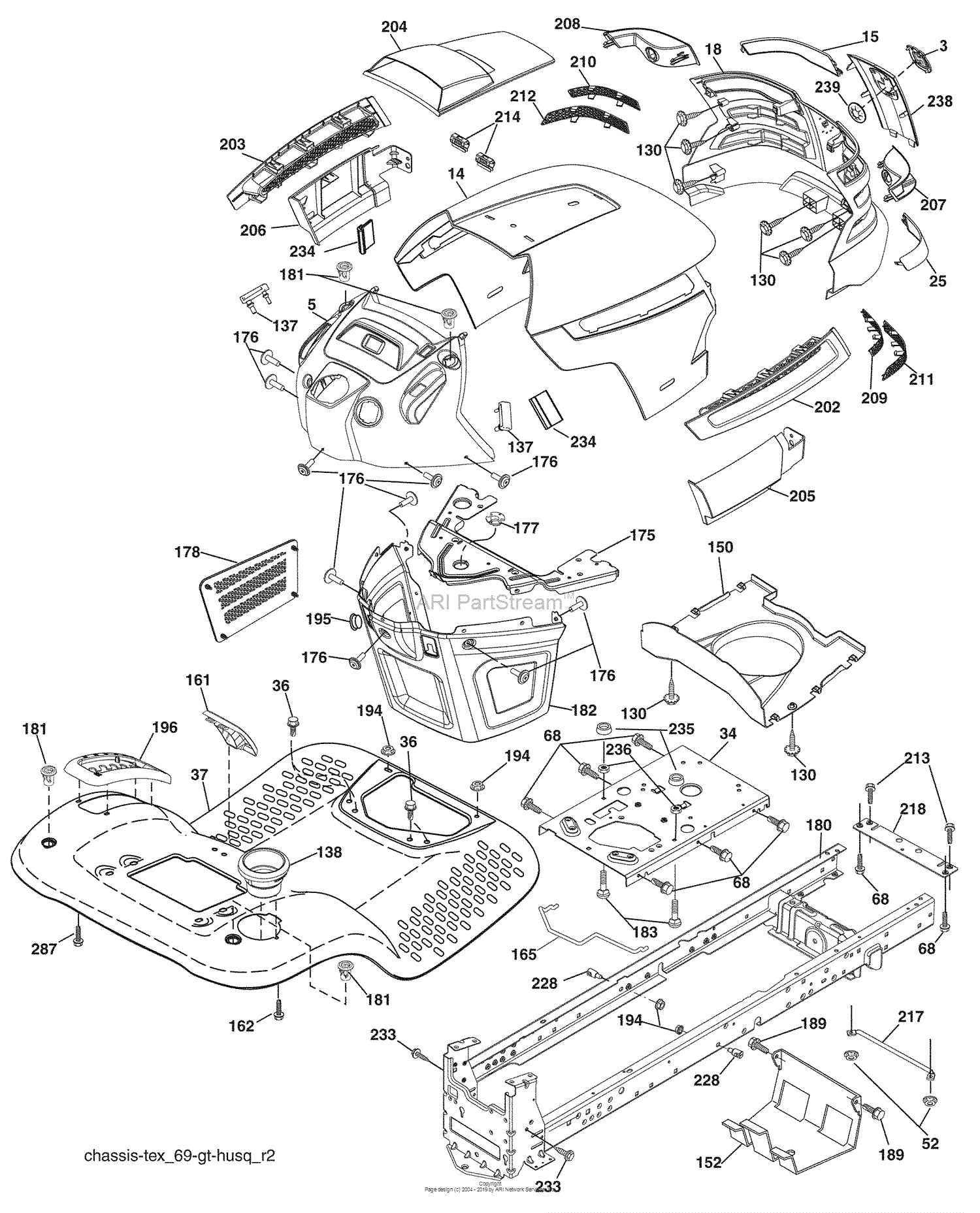 Husqvarna YTH 2348 (96045000901) (2008-09) Parts Diagram for Chassis