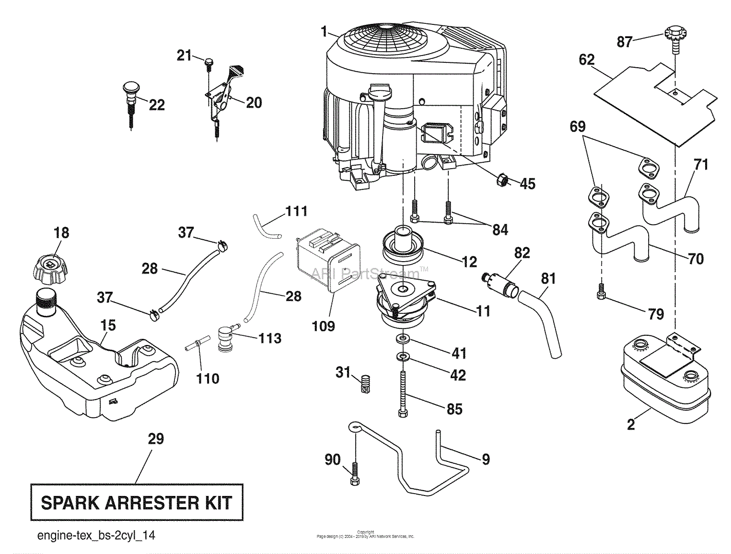 Husqvarna YTH 2348 (96045000901) (2008-09) Parts Diagram for Engine ...