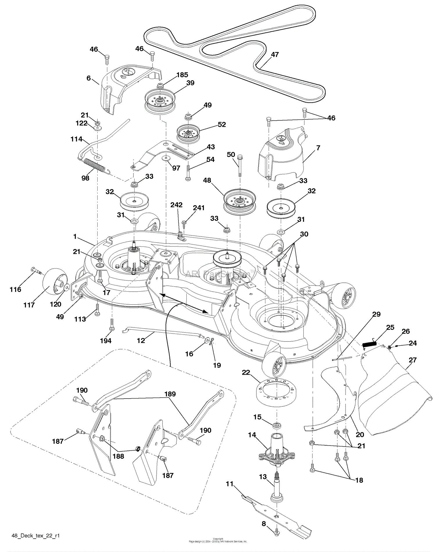 Husqvarna YTH 2348 (96045002200) (2010-02) Parts Diagram for Mower Deck