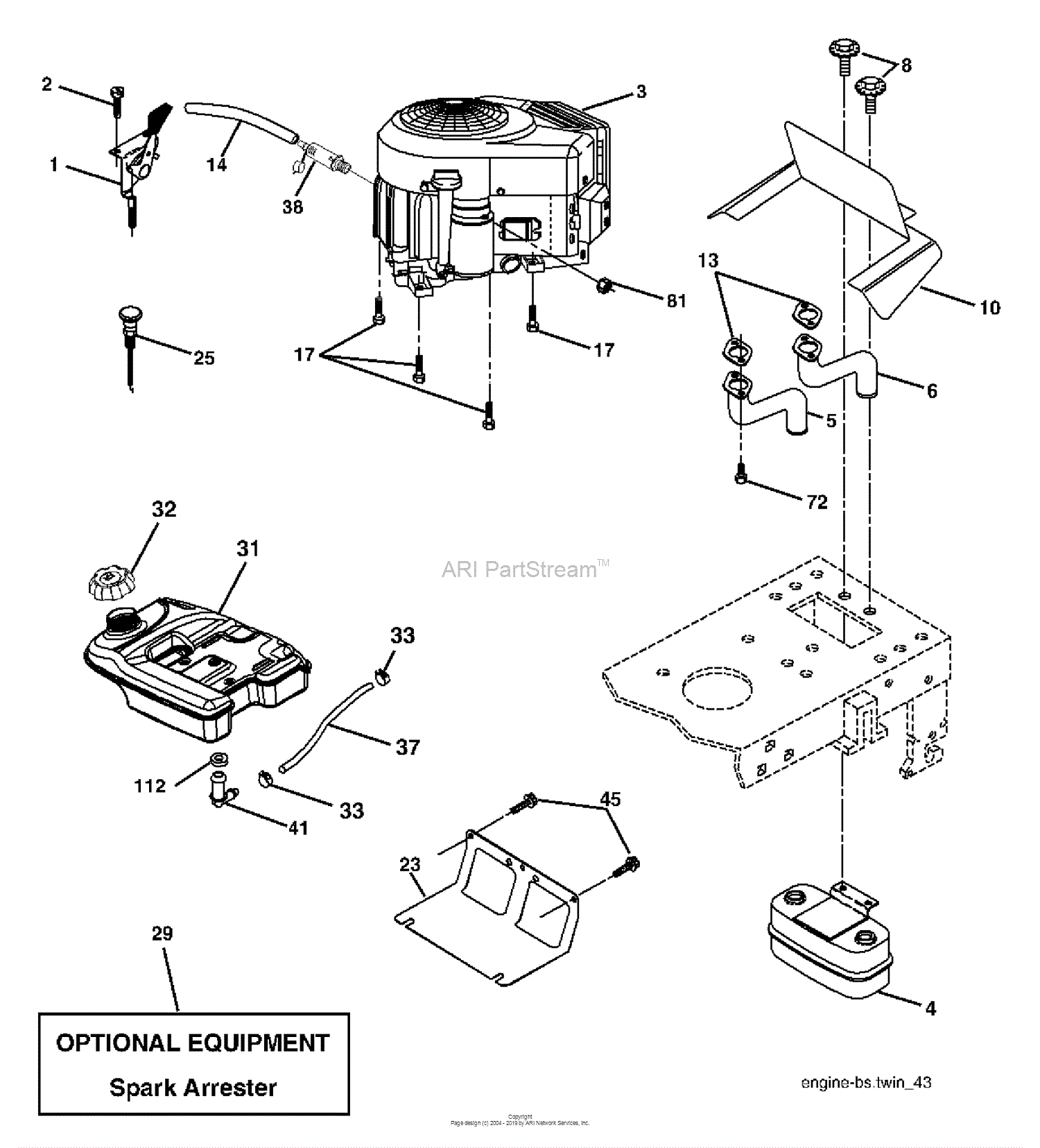 Husqvarna YTH 2448 (96013000700) (2005-09) Parts Diagram for Engine