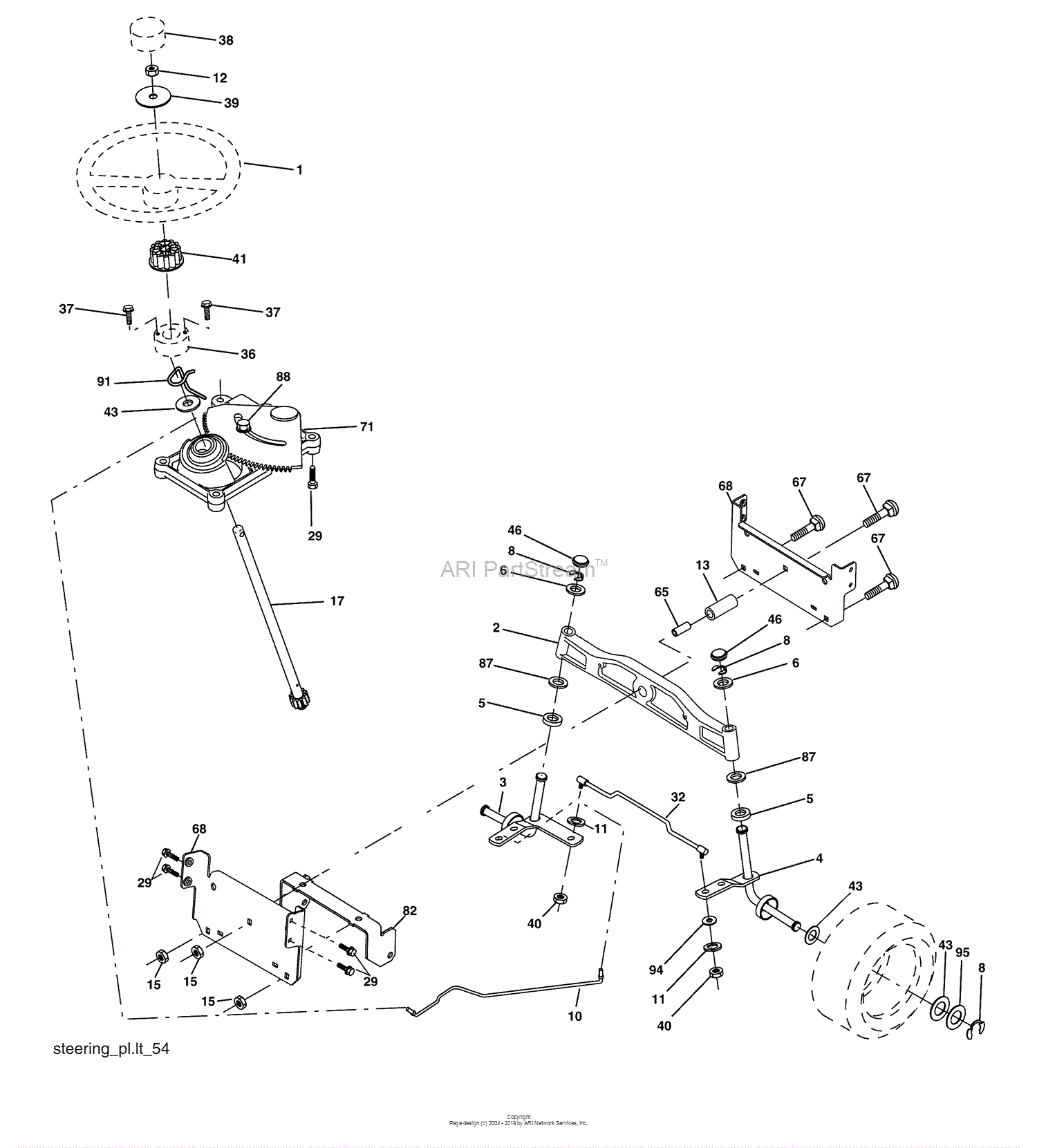 Husqvarna YTH 2448 (96015000100) (2005-03) Parts Diagram for Steering