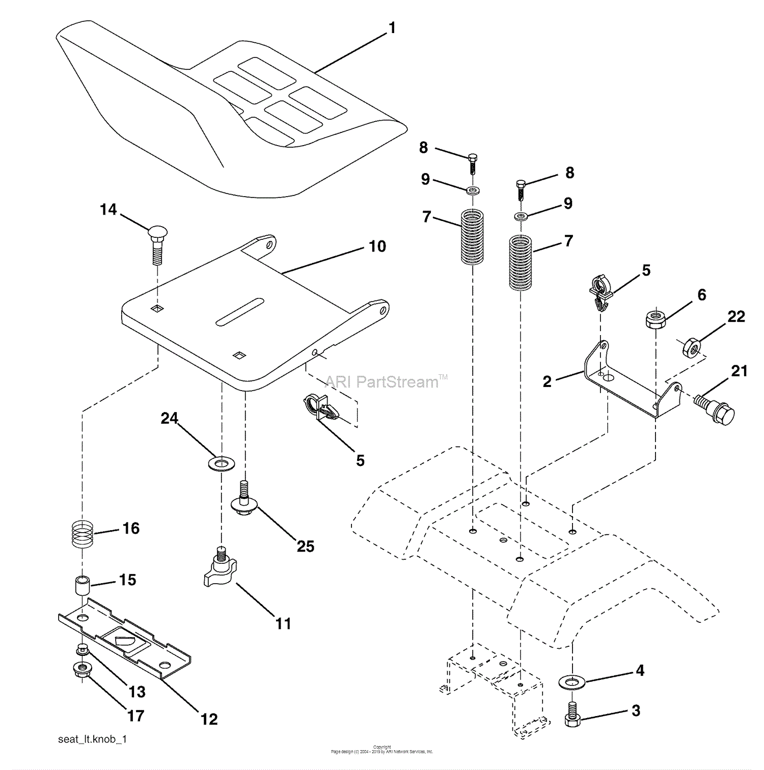 Husqvarna YTH 2448 (96015000101) (2005-03) Parts Diagram for Seat