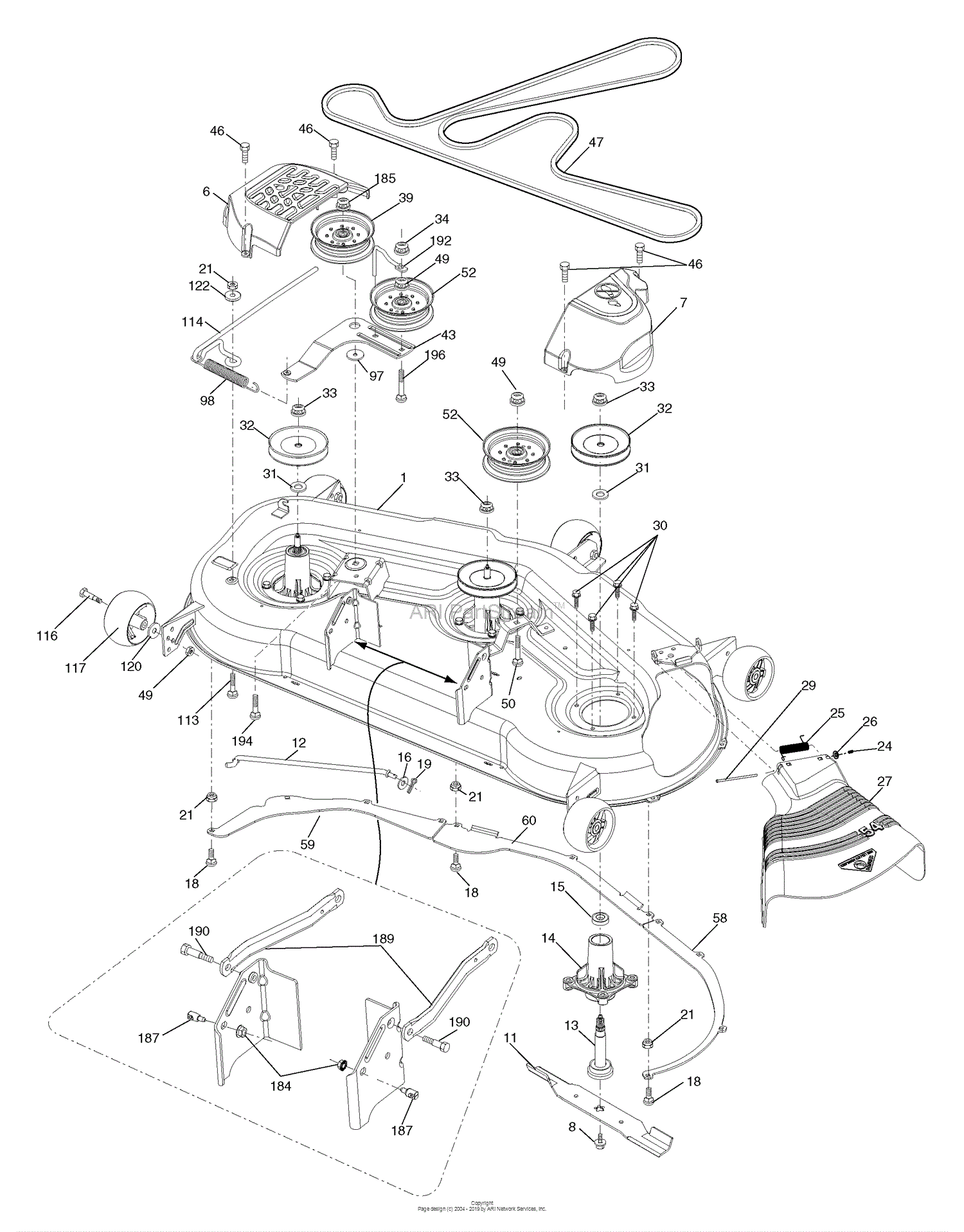 Husqvarna YTH 2454 (96042004800) (2007-04) Parts Diagram for Mower Deck