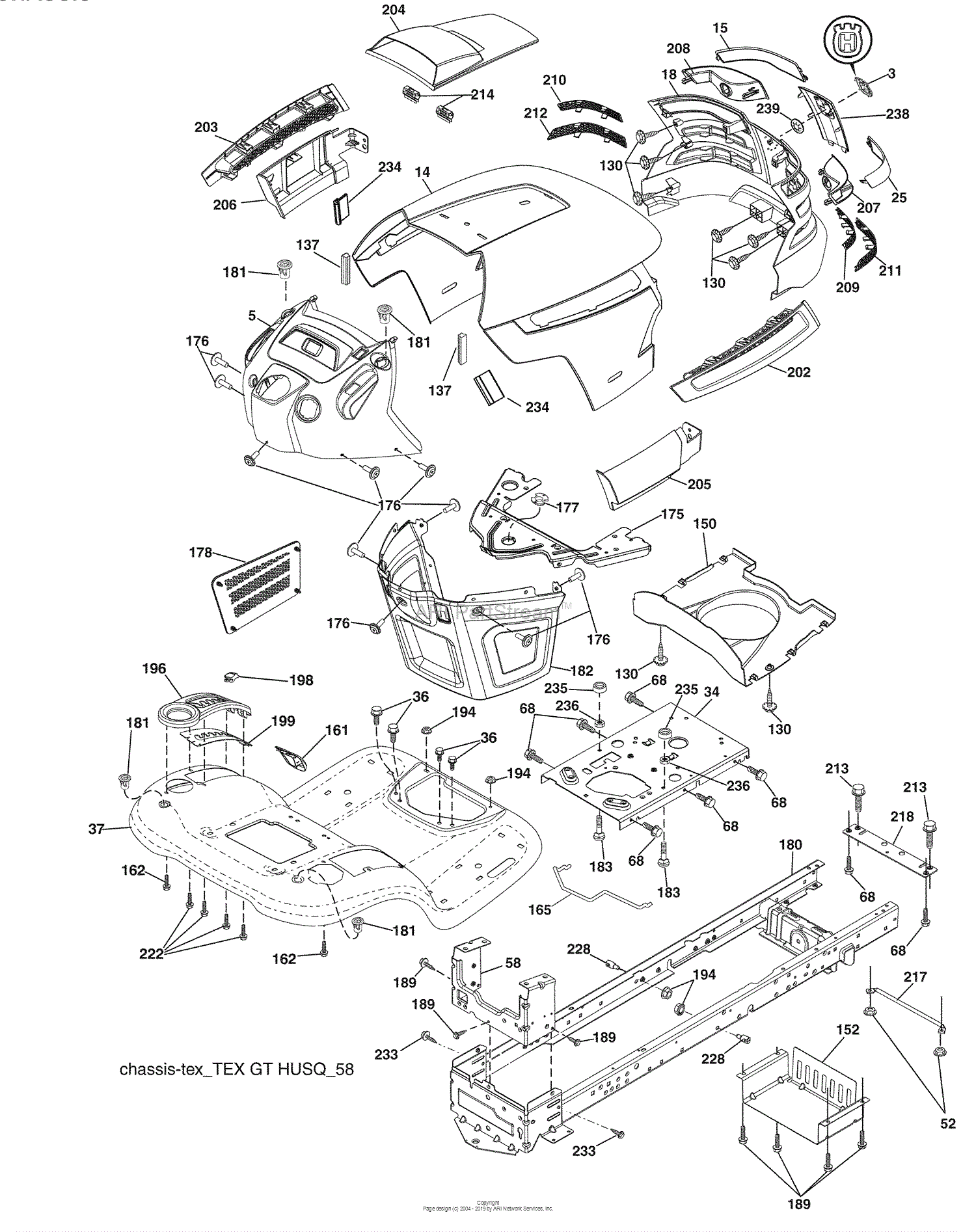 Husqvarna YTH 2454 (96043005401) (2008-12) Parts Diagram for Chassis