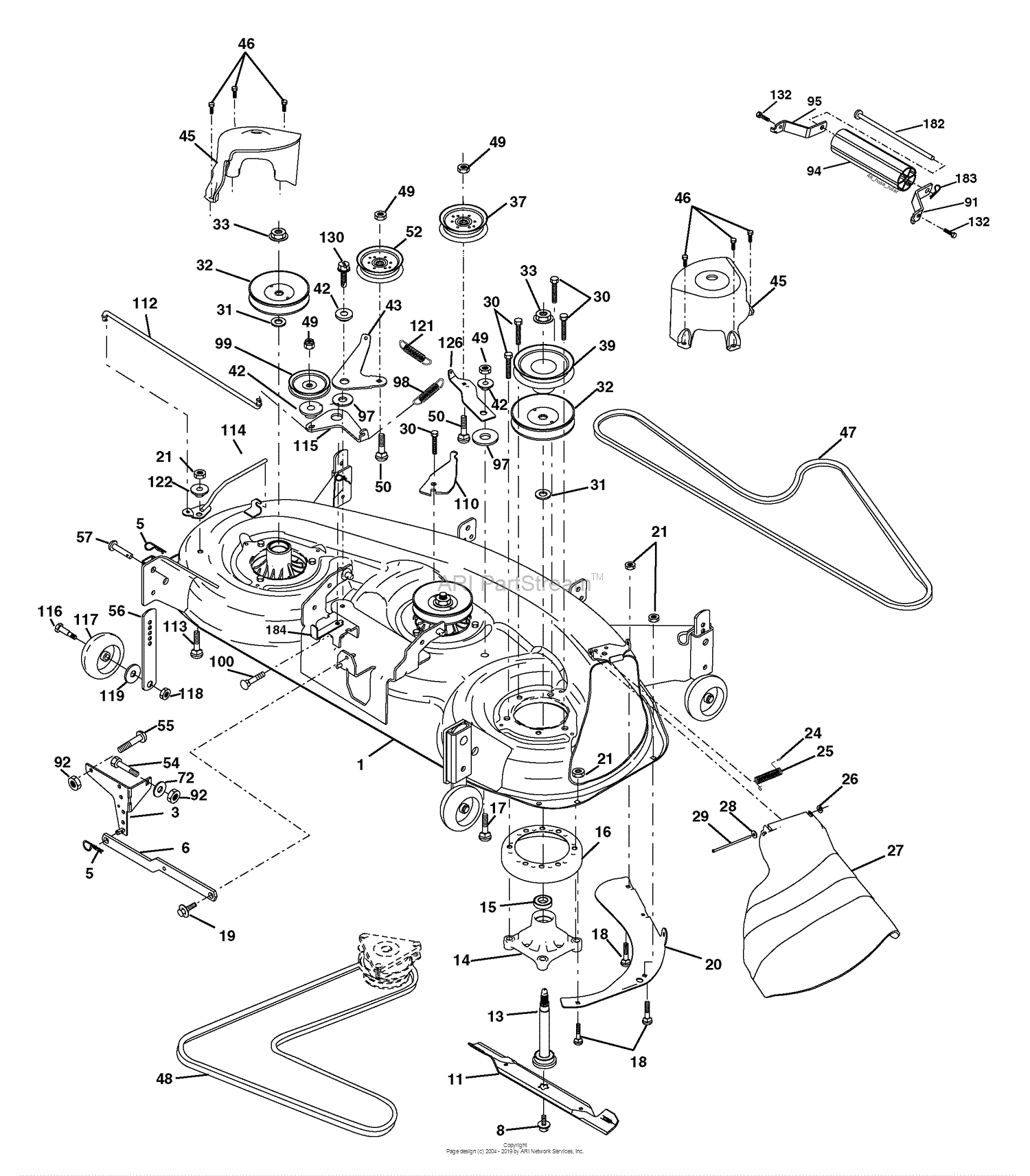 Husqvarna YTH 2748 (96013001000) (2004-12) Parts Diagram for Mower Deck