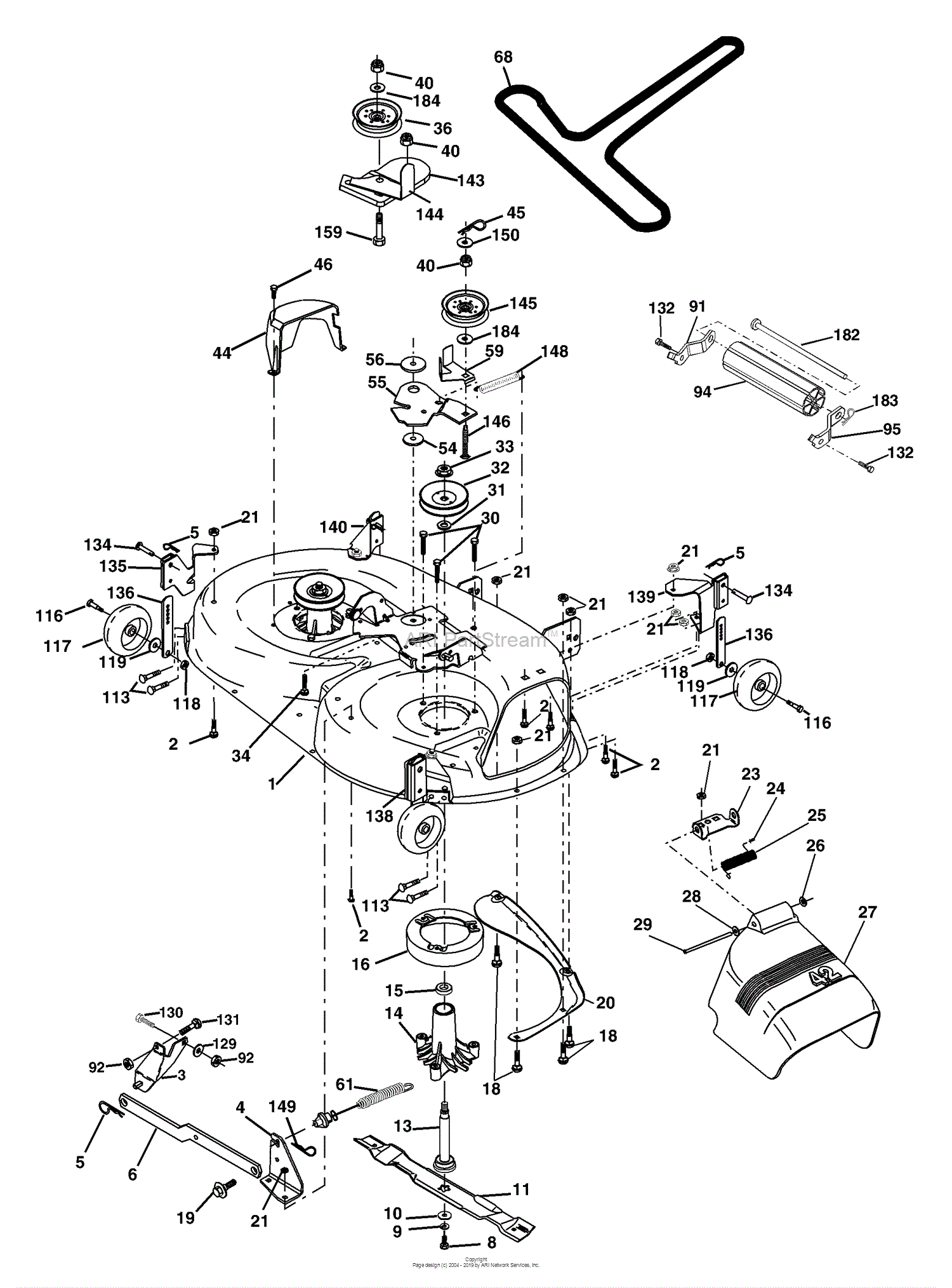 Husqvarna YTKH 1542 XPB (954568465) (2004-03) Parts Diagram for Mower Deck