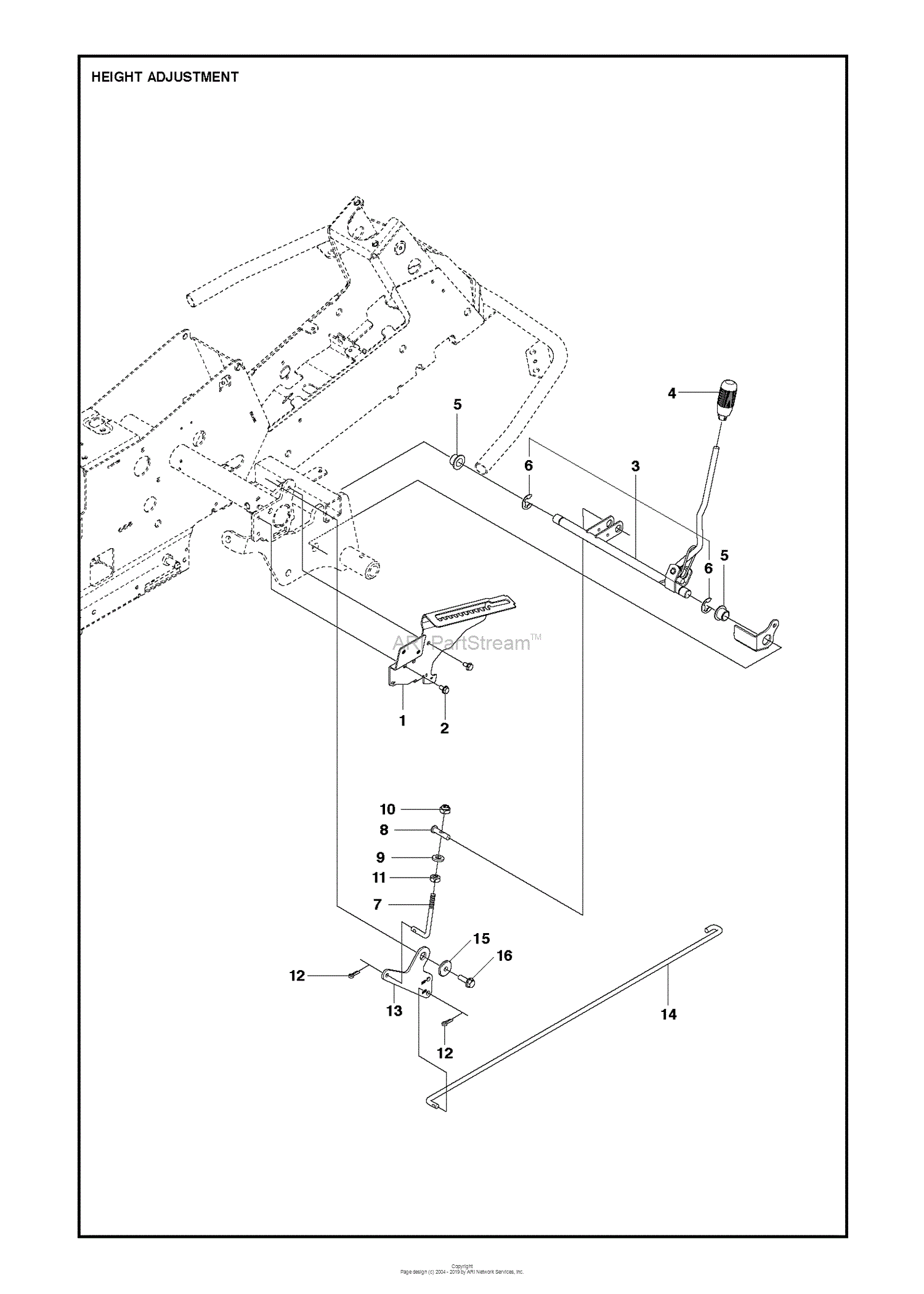 Husqvarna R216 - 967291101 (2015) Parts Diagram For HEIGHT ADJUSTMENT