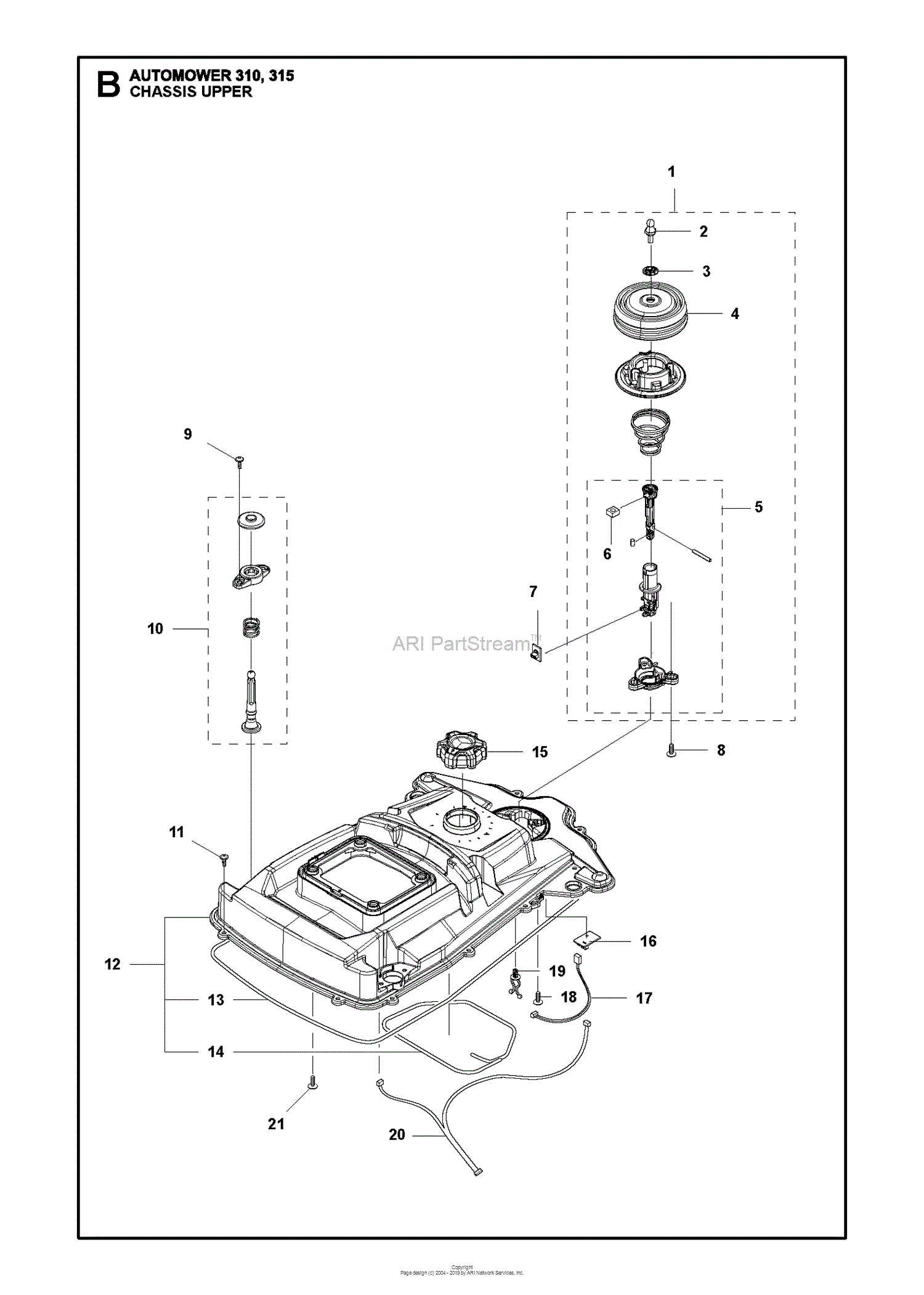 Husqvarna AUTOMOWER 315 (2017-01) Parts Diagram for CHASSIS UPPER