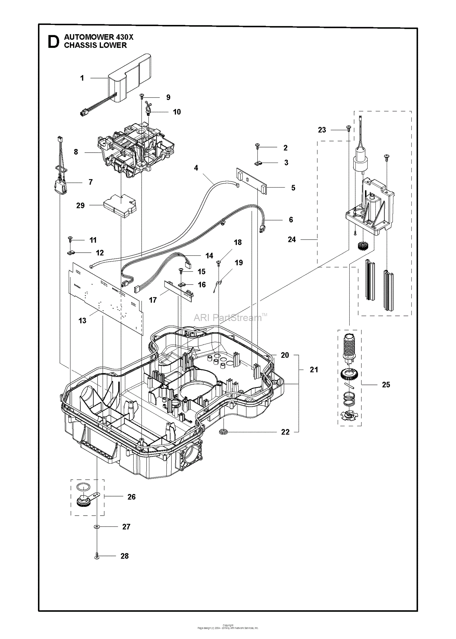 Husqvarna Automower 430x 2017 01 Parts Diagram For Chassis Lower 9316