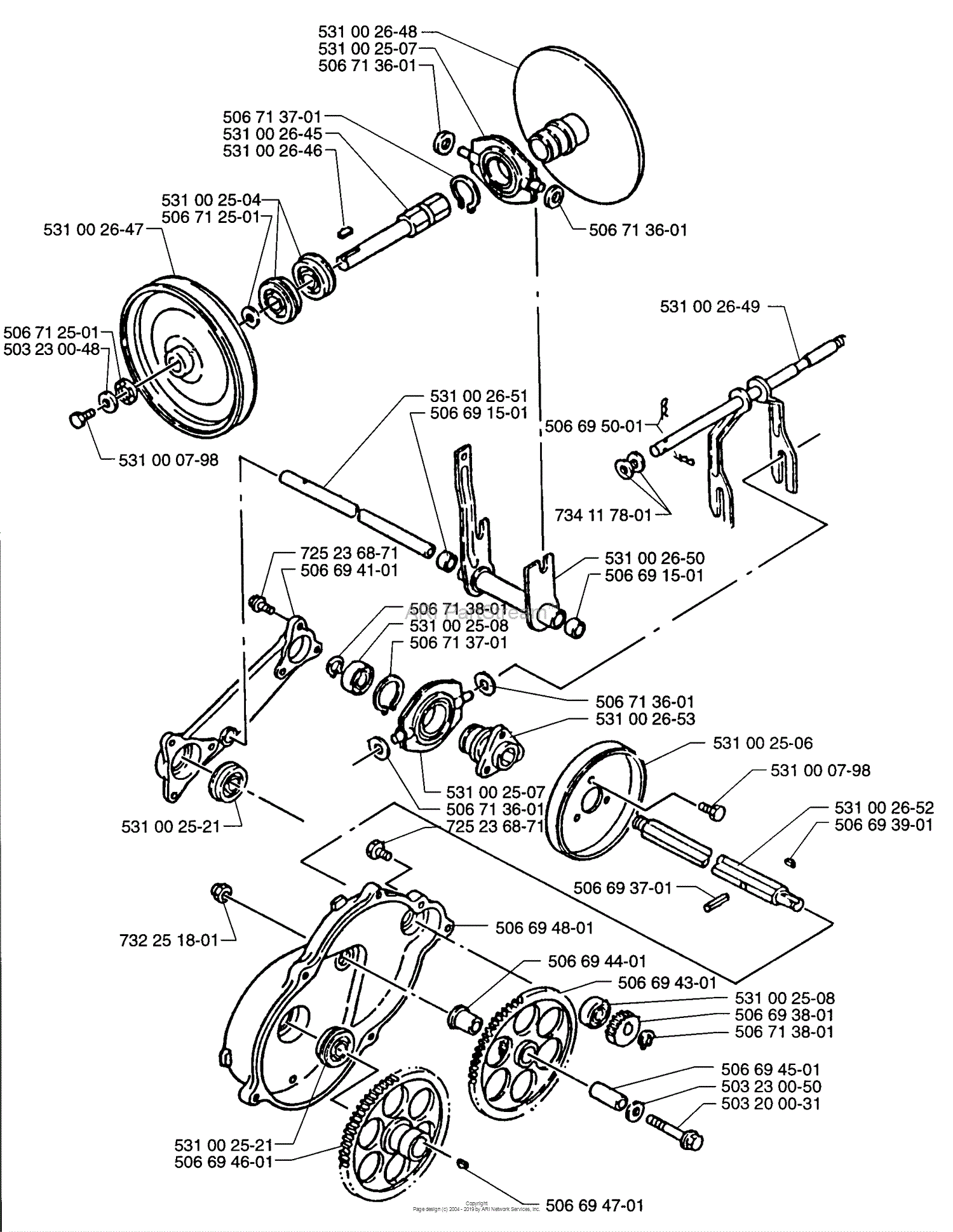 Husqvarna ST 1030 (199612) Parts Diagram for Pulley And Gear Assembly