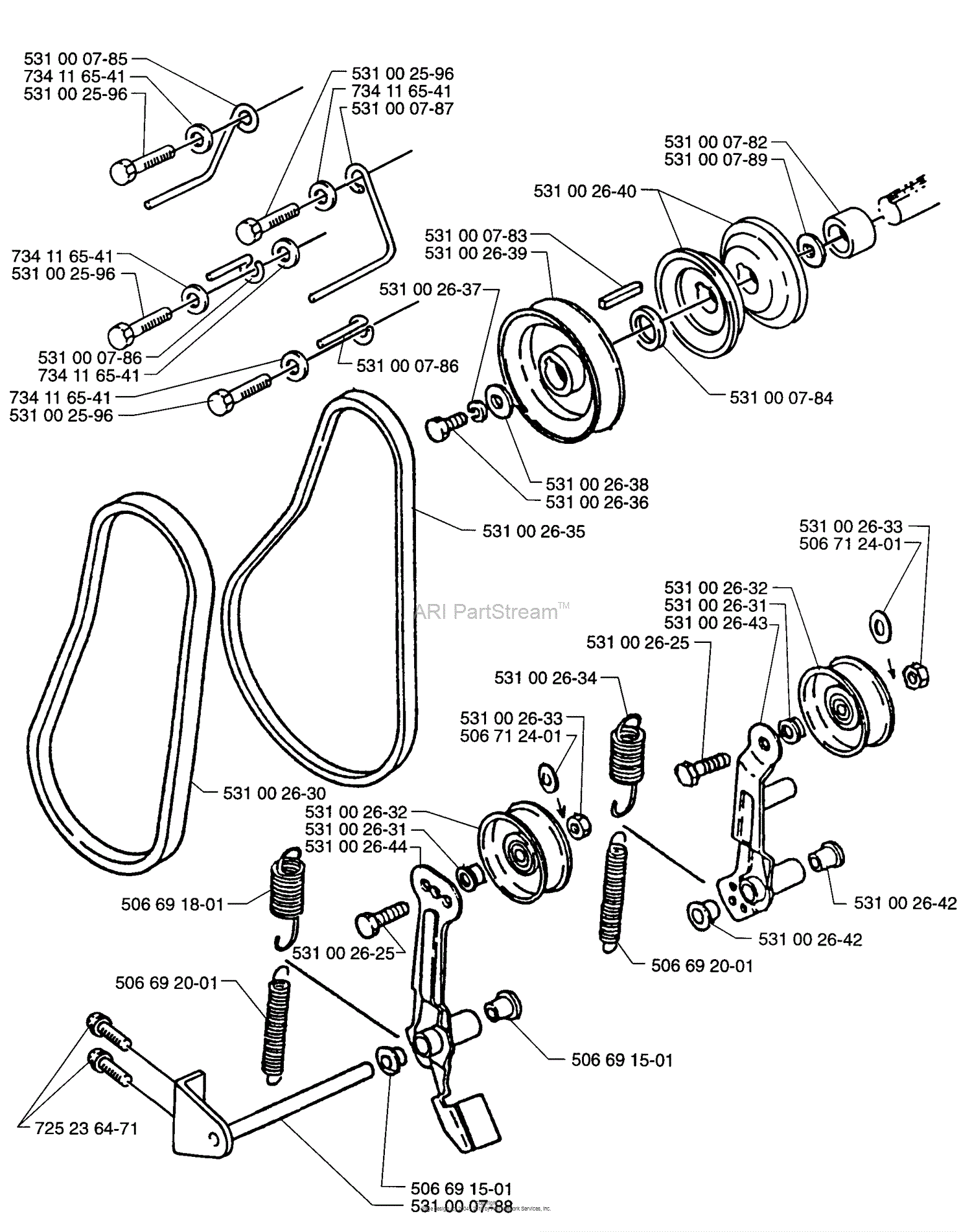 Husqvarna ST 1030 (199612) Parts Diagram for Pulley Assembly