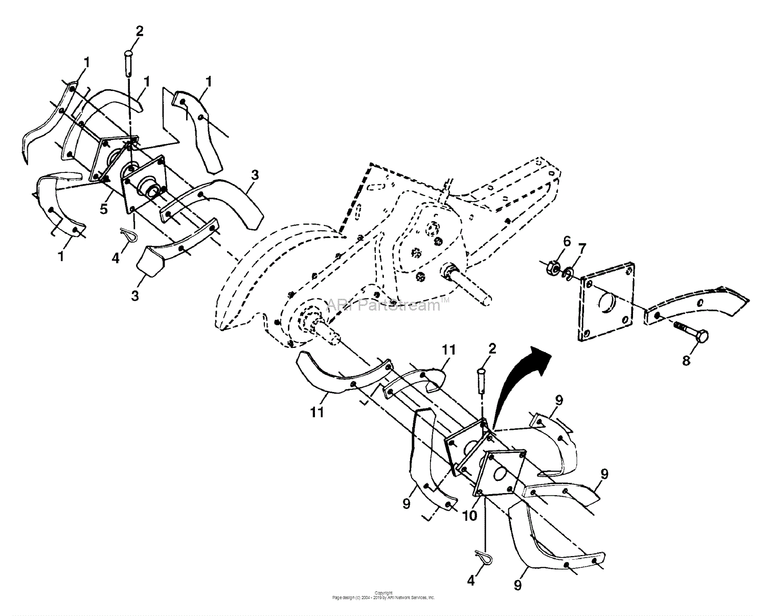 Husqvarna 600 Crt 954140070b 1999 04 Parts Diagram For Tine Assembly