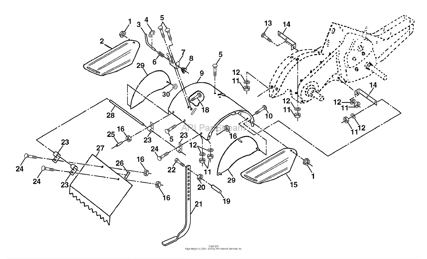 Husqvarna 600 Crt 954140070b 1999 04 Parts Diagram For Tine Shield