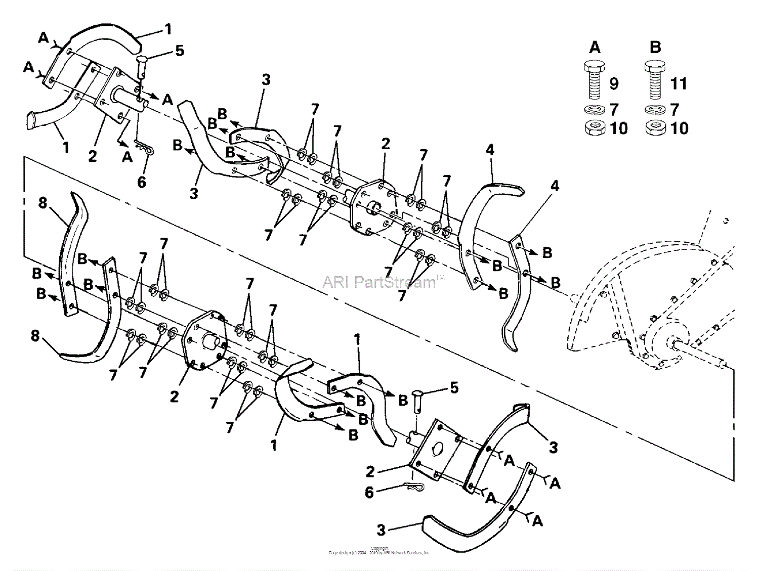 Husqvarna CRT 83 (954140066A) (1998-02) Parts Diagram for Tine Assembly