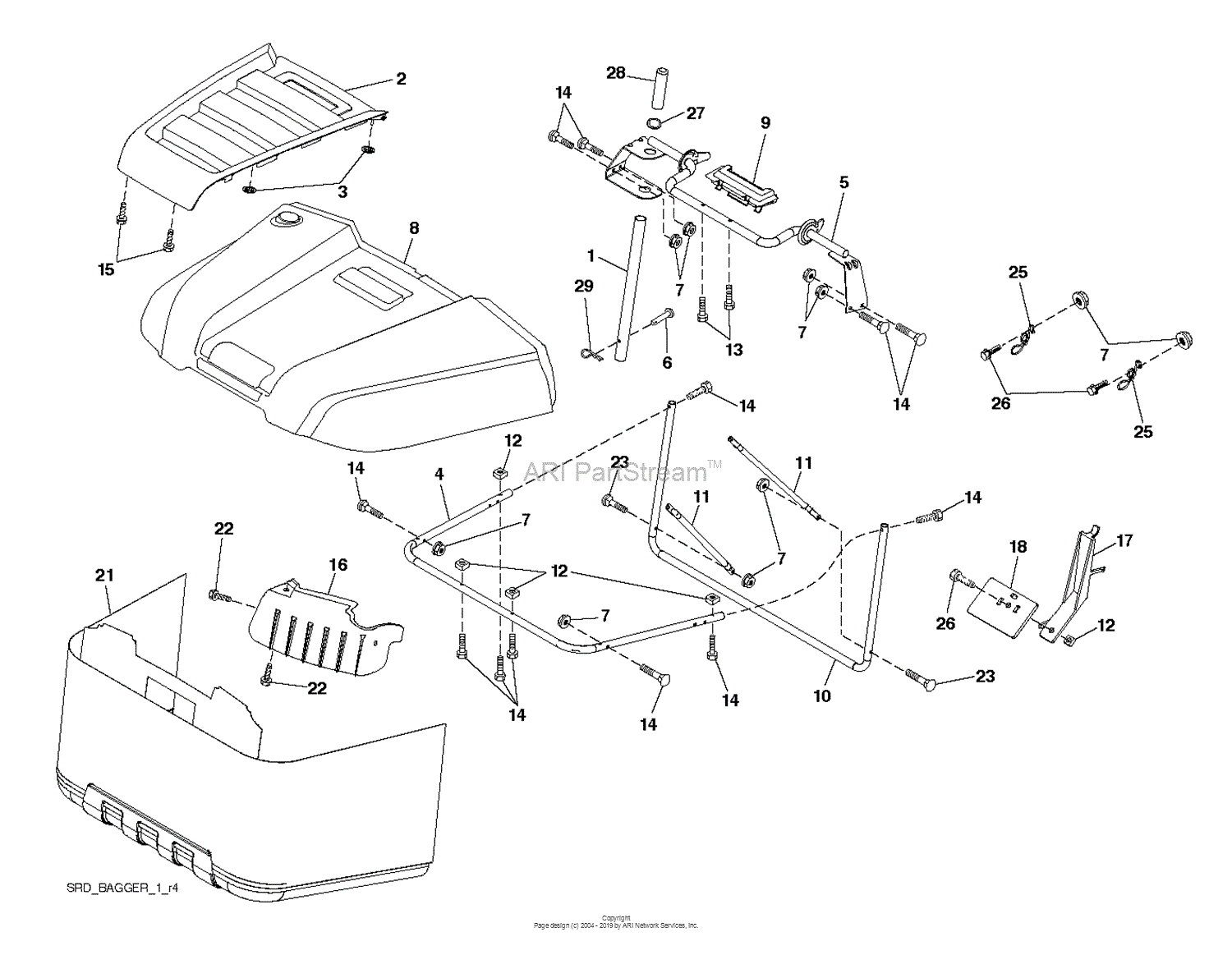 Husqvarna CT126 - 96051001301 (2011-07) Parts Diagram for BAGGER