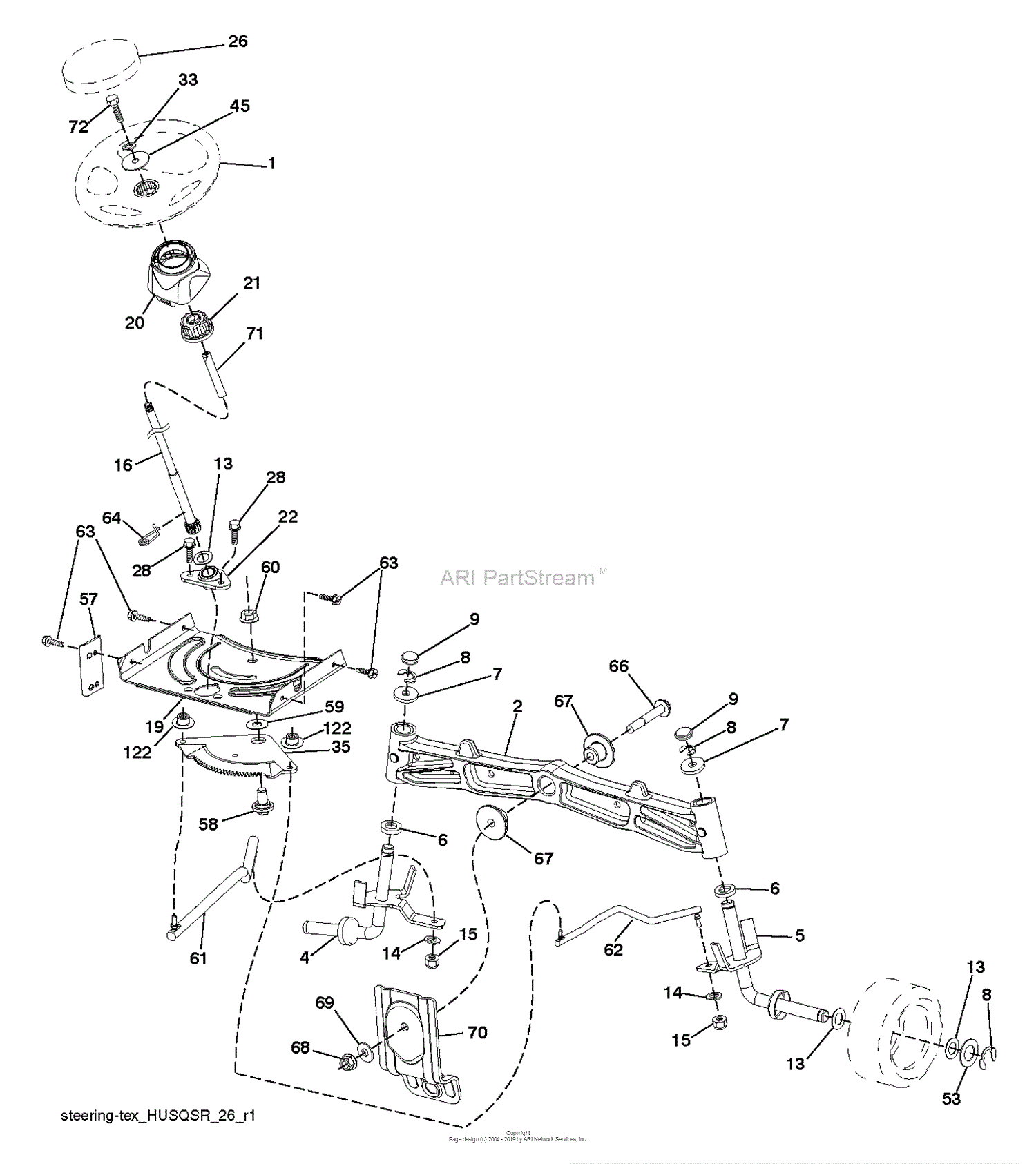 Husqvarna CT154 - 96051002601 (2012-08) Parts Diagram for STEERING