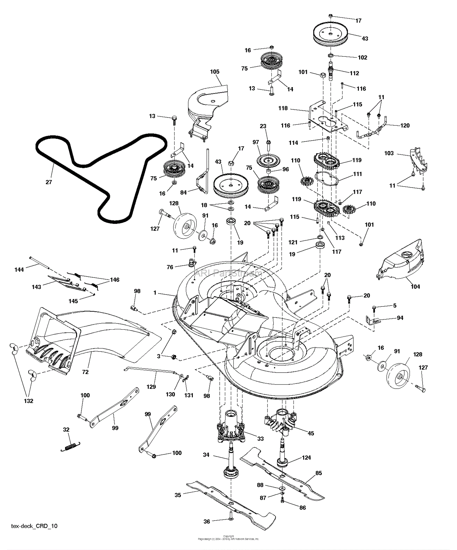 Husqvarna CTH164T - 96051003100 (2011-11) Parts Diagram for MOWER DECK ...