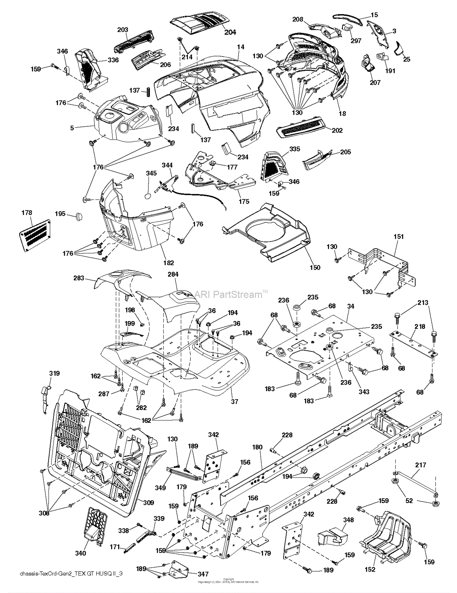 Husqvarna CTH164T - 96051003200 (2011-11) Parts Diagram for CHASSIS / FRAME