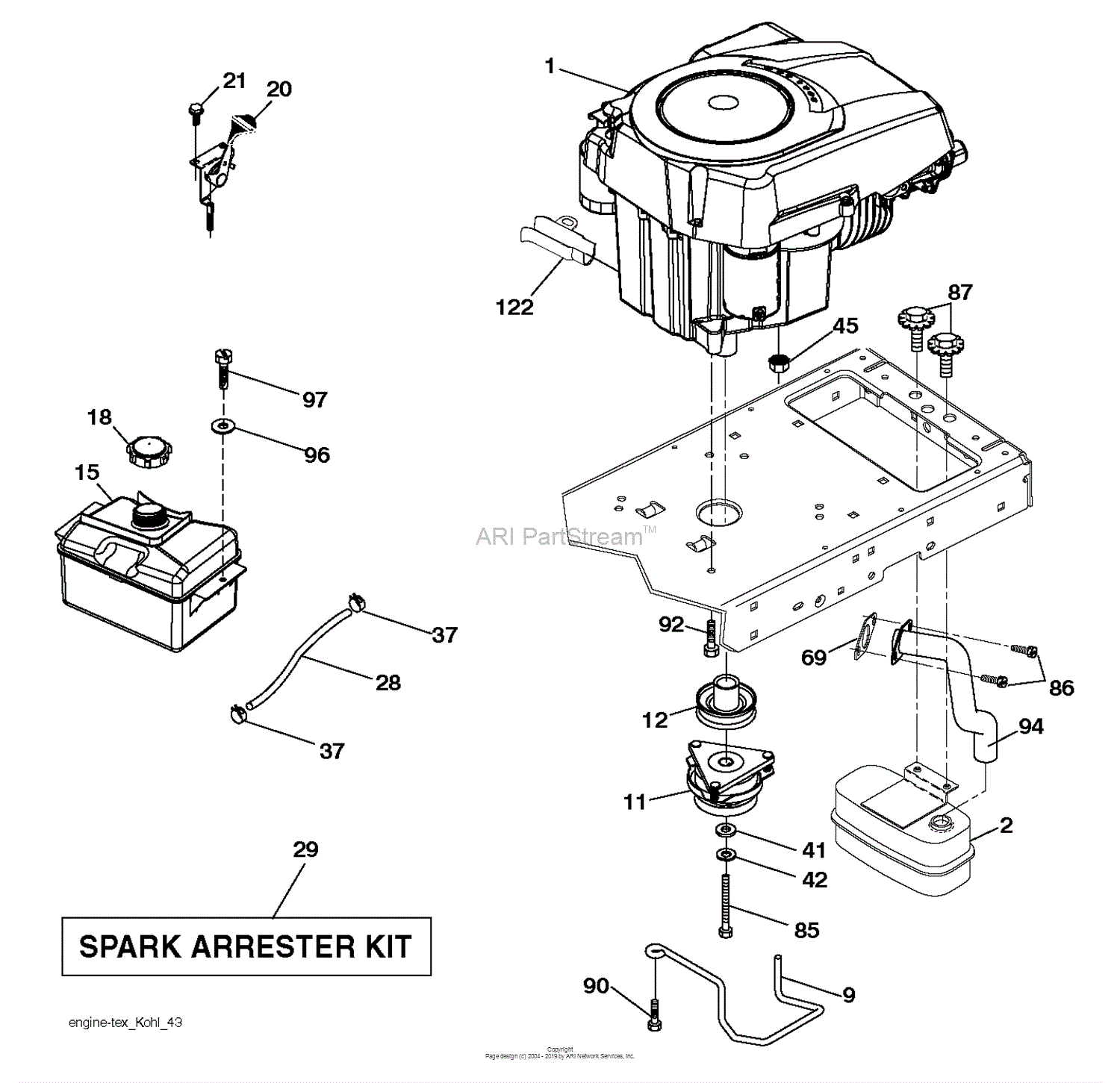 Husqvarna CTH174 - 96051002700 (2011-12) Parts Diagram for ENGINE